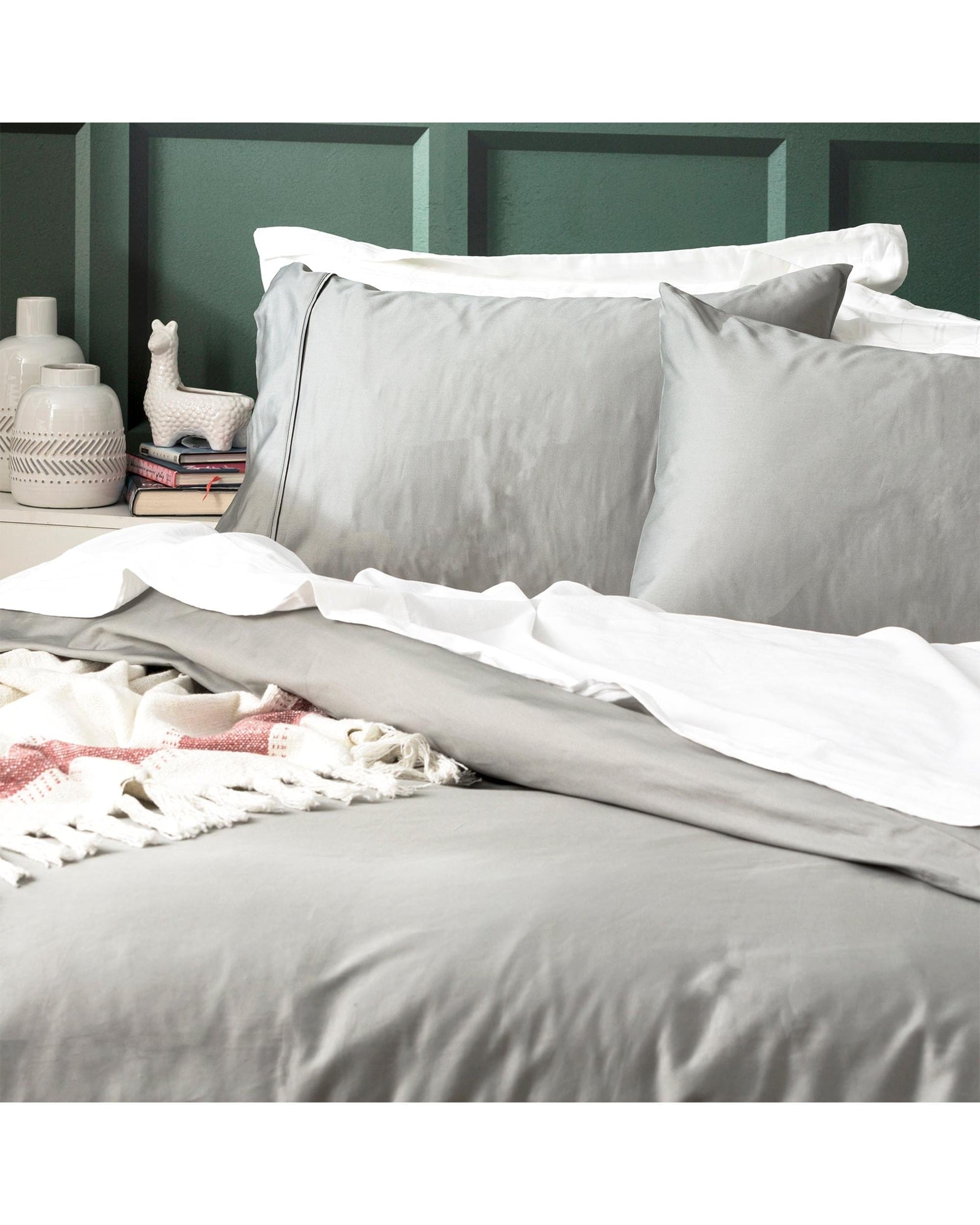 Park Avenue Quilt Cover 500 Thread count Natural Bamboo Cotton Quilt Cover Set - Charcoal