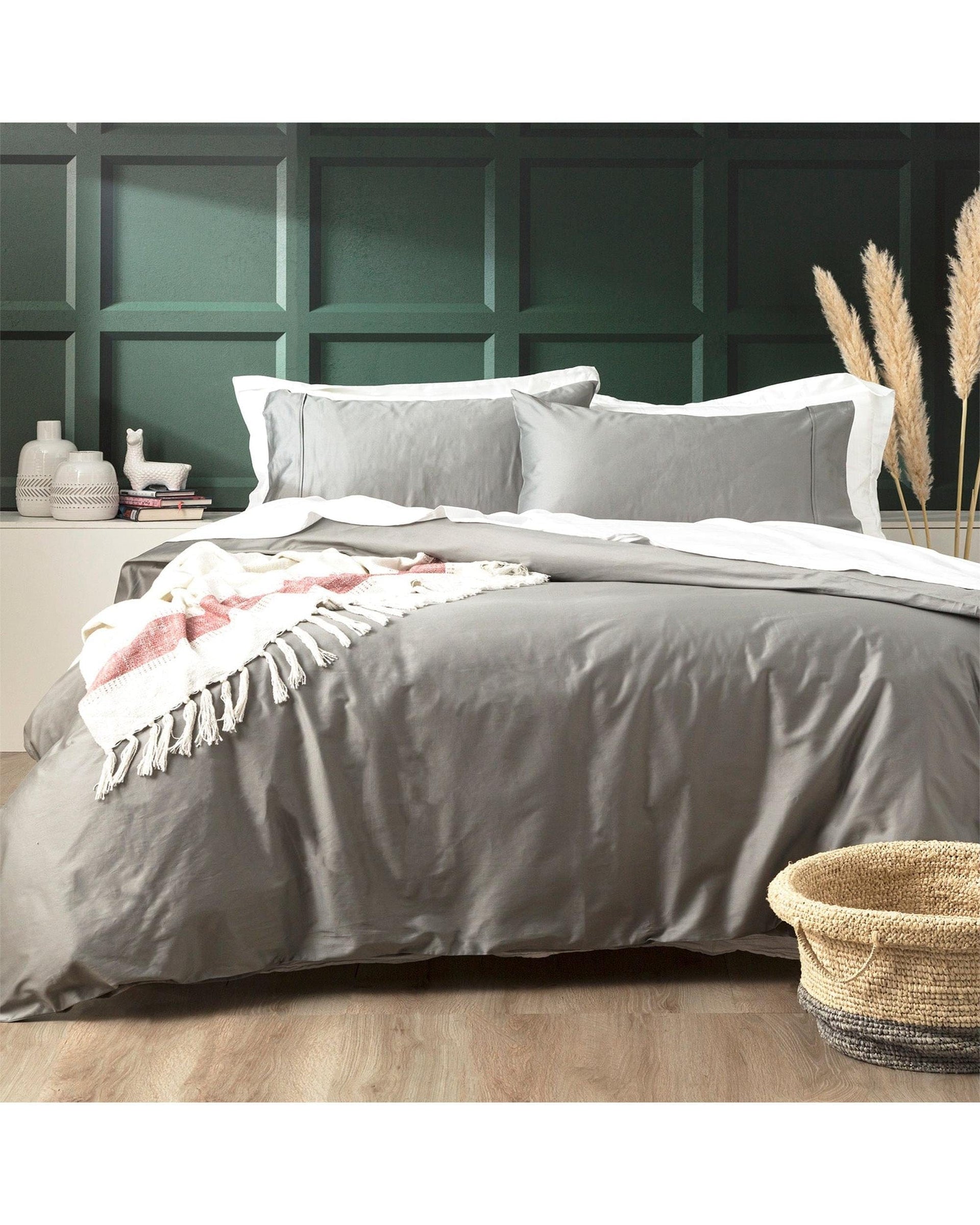 Park Avenue Quilt Cover 500 Thread count Natural Bamboo Cotton Quilt Cover Set - Charcoal