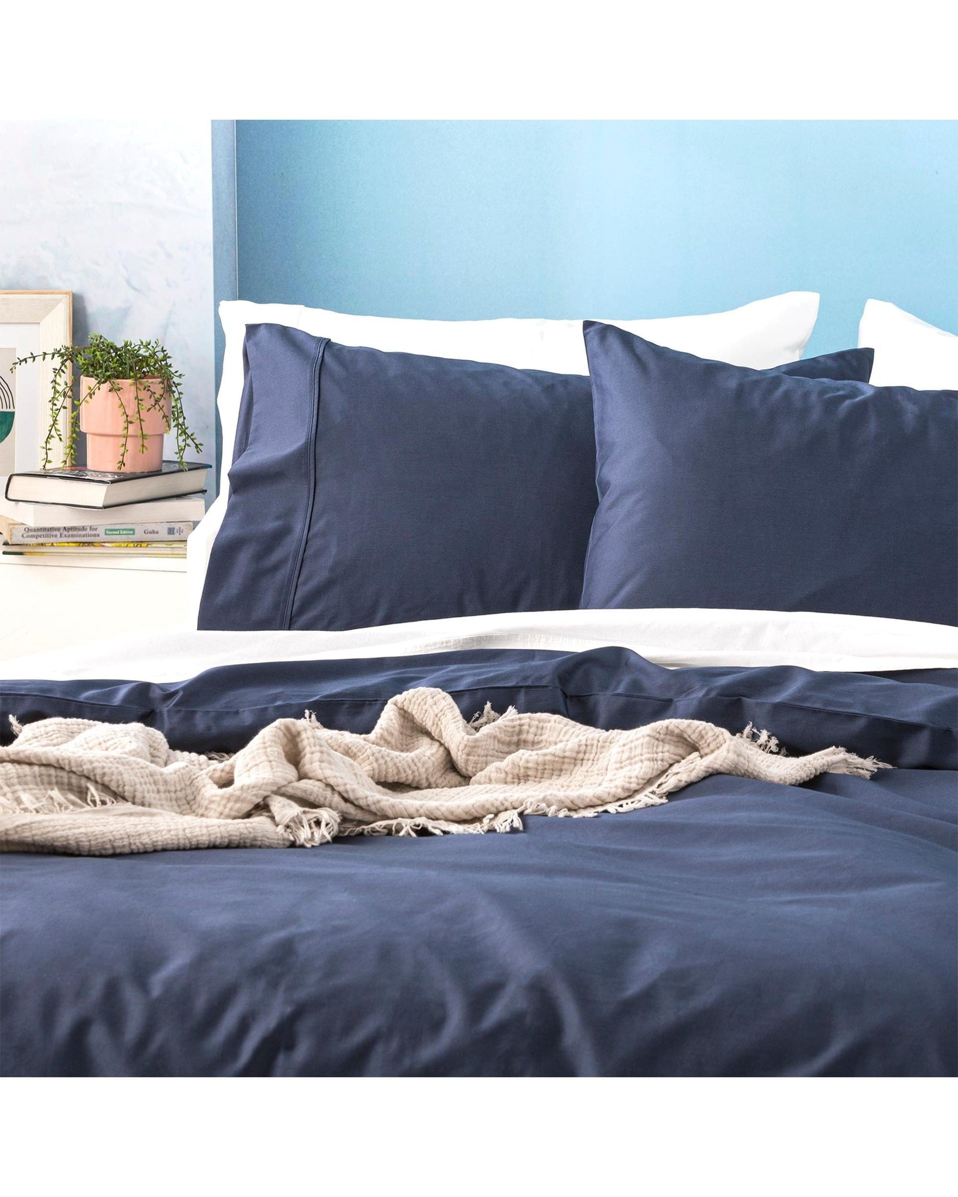 Park Avenue Quilt Cover 500 Thread count Natural Bamboo Cotton Quilt Cover Set - Indigo