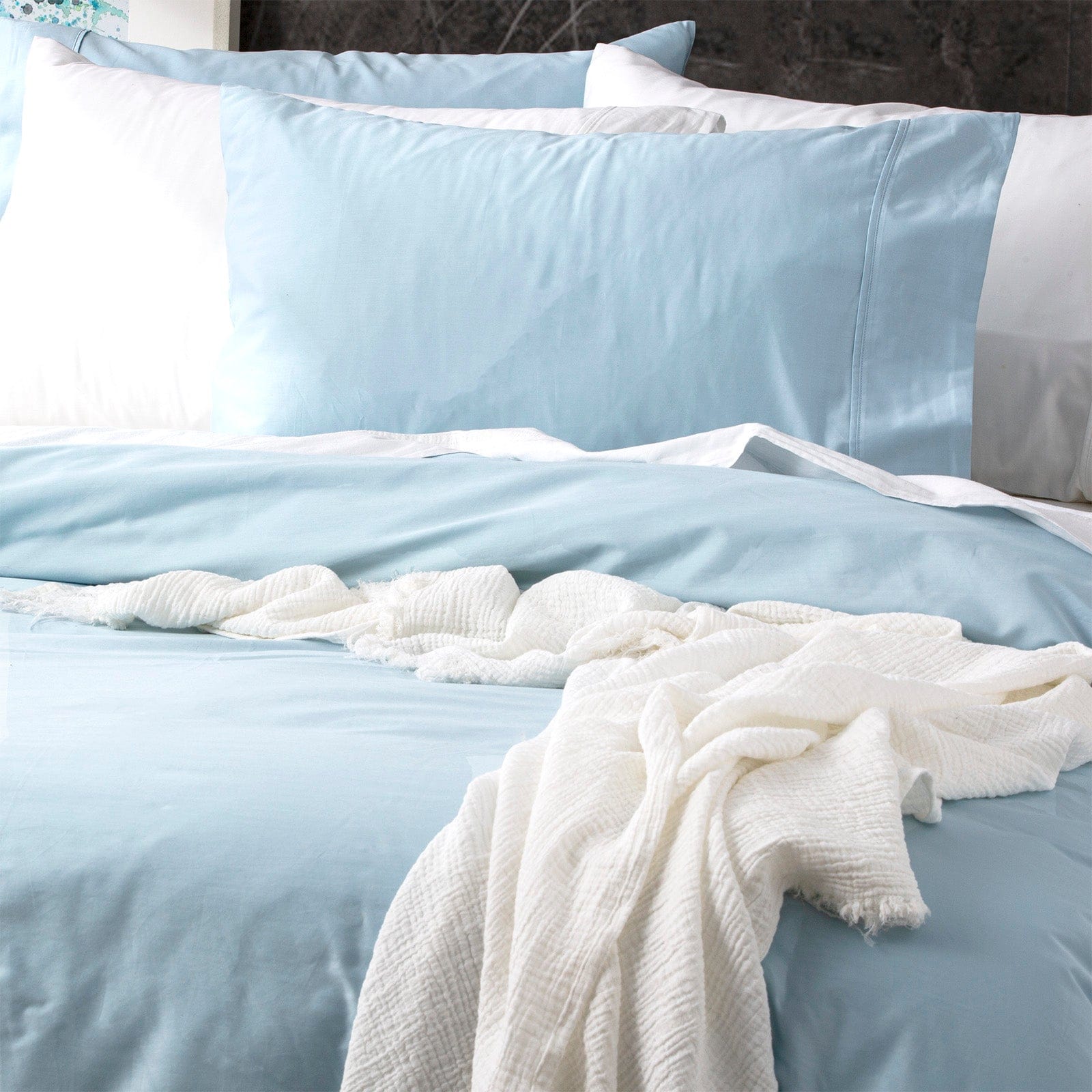 Park Avenue Quilt Cover 500 Thread count Natural Bamboo Cotton Quilt Cover Set - Mid Blue