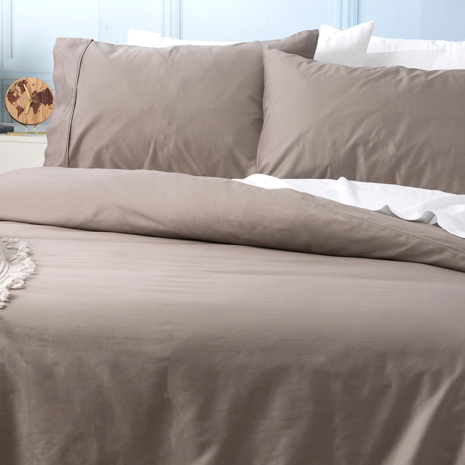 Park Avenue Quilt Cover 500 Thread count Natural Bamboo Cotton Quilt Cover Set - Pewter
