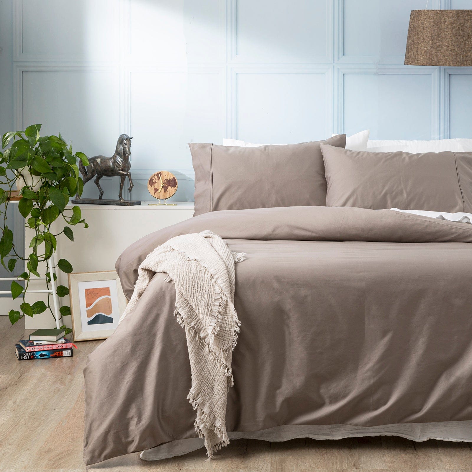 Park Avenue Quilt Cover 500 Thread count Natural Bamboo Cotton Quilt Cover Set - Pewter