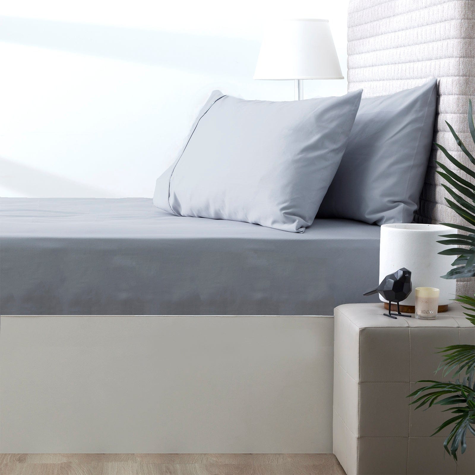 Park Avenue Bed Sheets 500 Thread Count Natural Cotton Combo Set - Light Grey