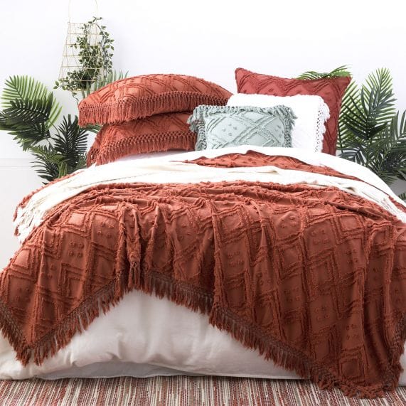 Park Avenue Quilt Cover Auburn / Queen/King Medallion 100 % Cotton Vintage Washed Tuffted Bed Cover Set - 2 Colours