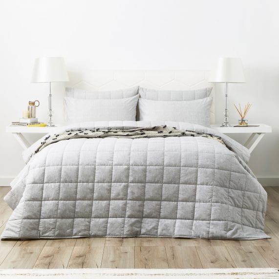 Park Avenue Quilt Cover Charcoal / Queen Paradis Washed Chambray Quilted Bed Cover Set - 5 Colours
