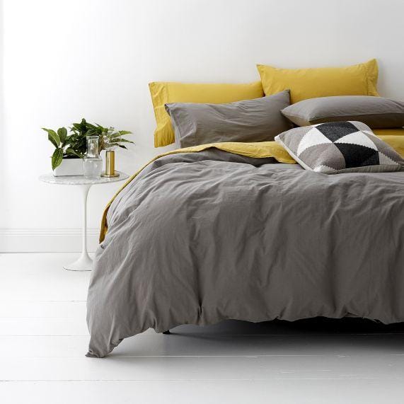 Park Avenue Quilt Cover European Vintage Washed Cotton Quilt Cover Set - Coal