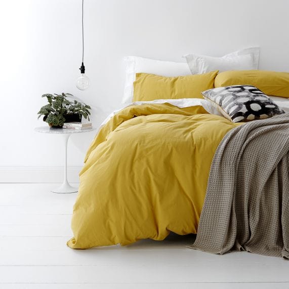 Park Avenue Quilt Cover European Vintage Washed Cotton Quilt Cover Set - Misted Yellow