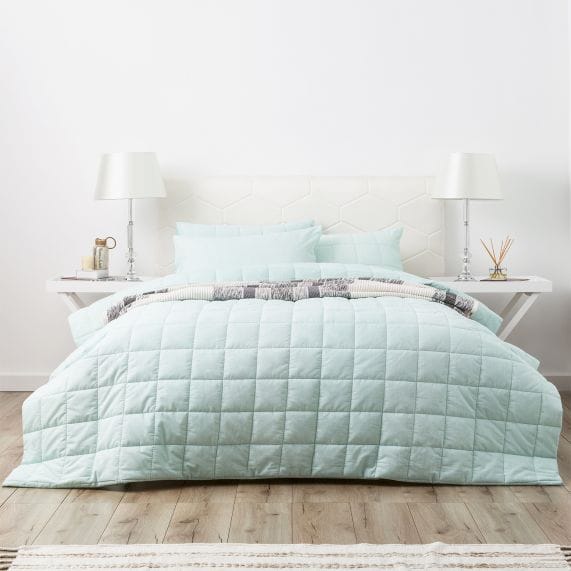 Park Avenue Quilt Cover Fresh / Queen Paradis Washed Chambray Quilted Bed Cover Set - 5 Colours