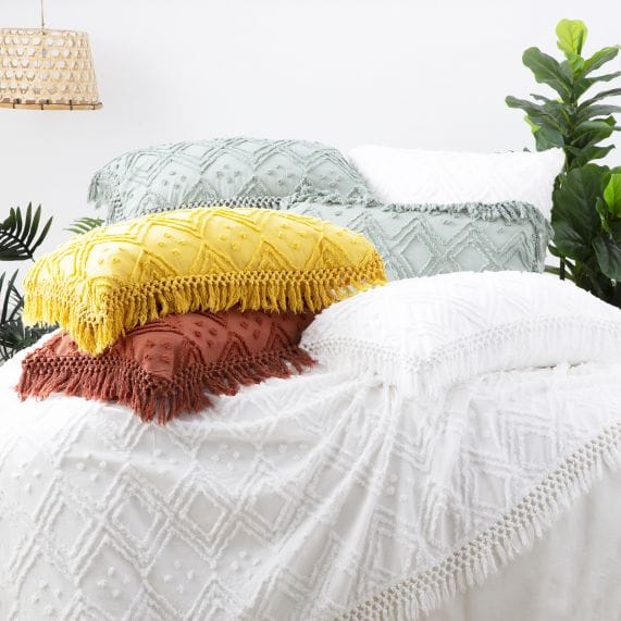 Park Avenue Quilt Cover Medallion 100 % Cotton Vintage Washed Tuffted Bed Cover Set - 2 Colours