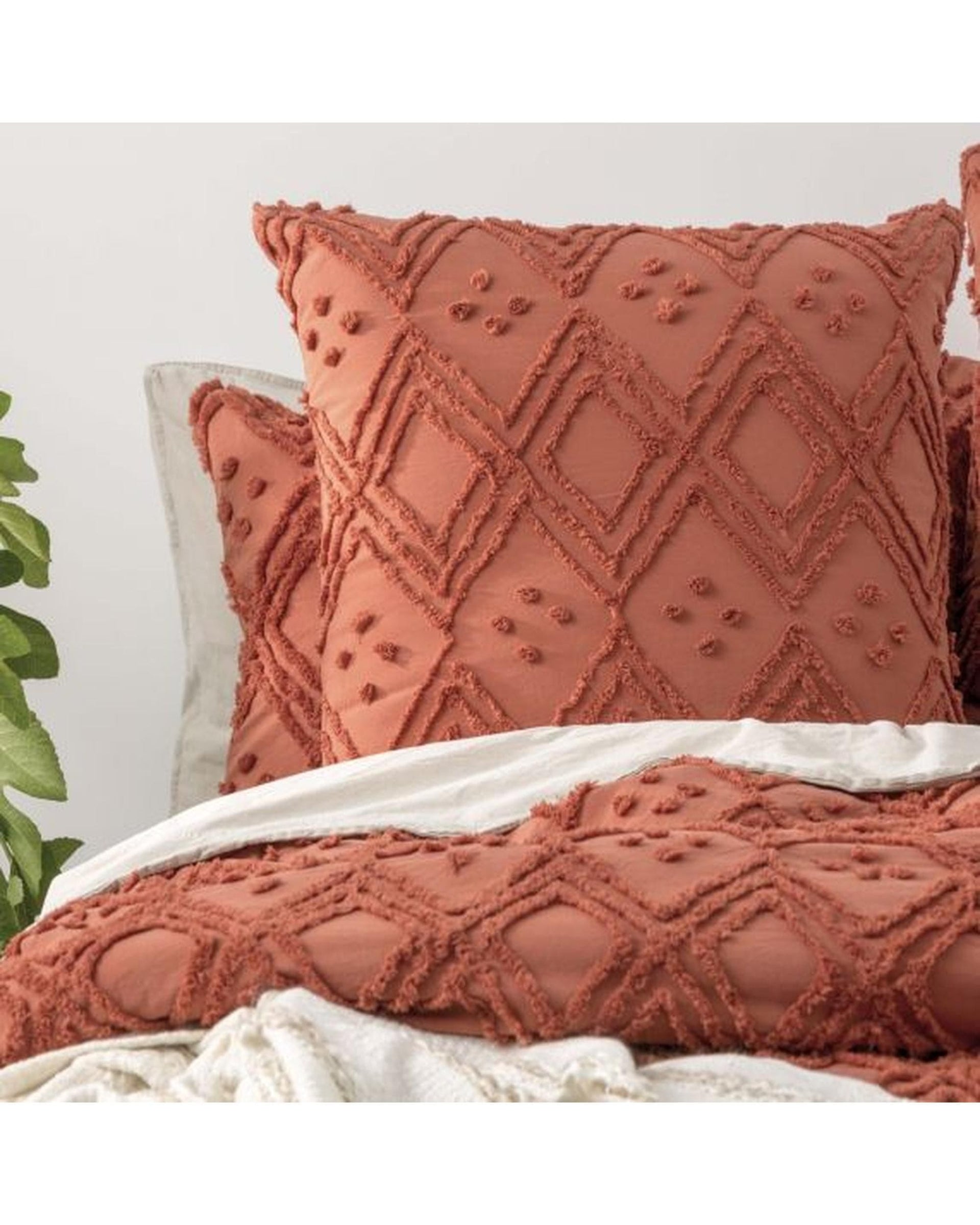 Park Avenue Quilt Cover Medallion Cotton Vintage Washed Tufted Quilt Cover Set - Auburn