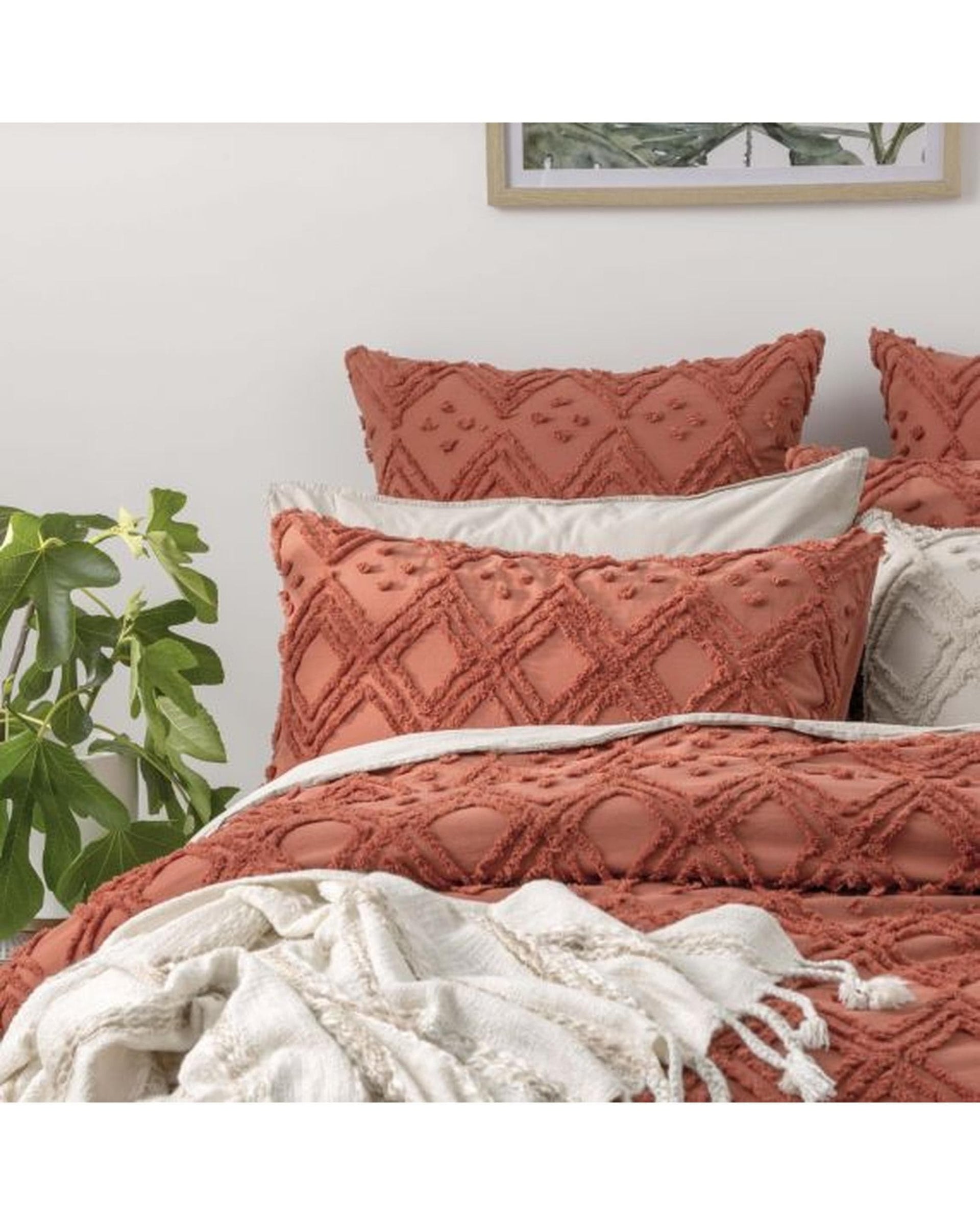Park Avenue Quilt Cover Medallion Cotton Vintage Washed Tufted Quilt Cover Set - Auburn