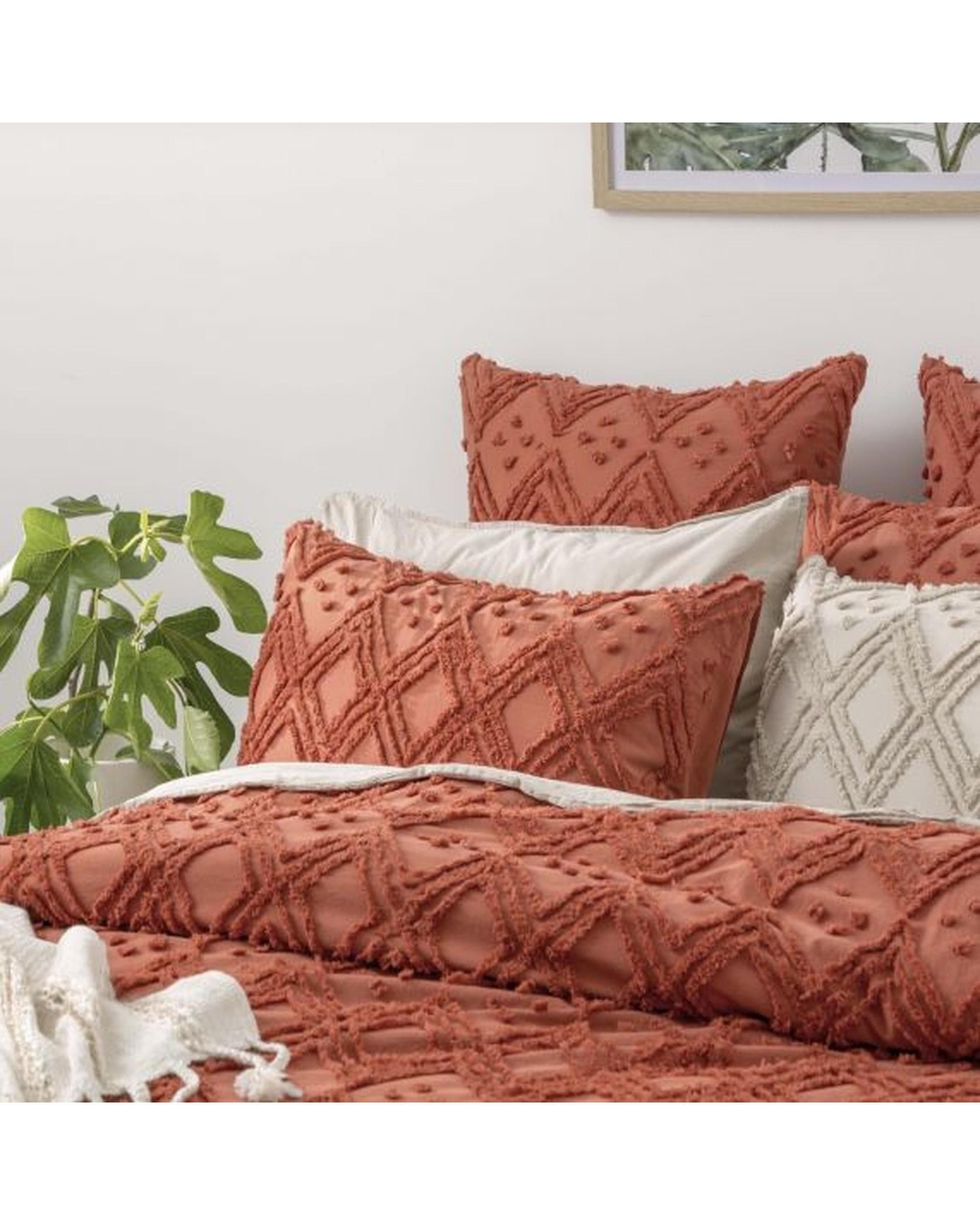 Park Avenue Quilt Cover Medallion Cotton Vintage Washed Tufted Quilt Cover Set - Auburn