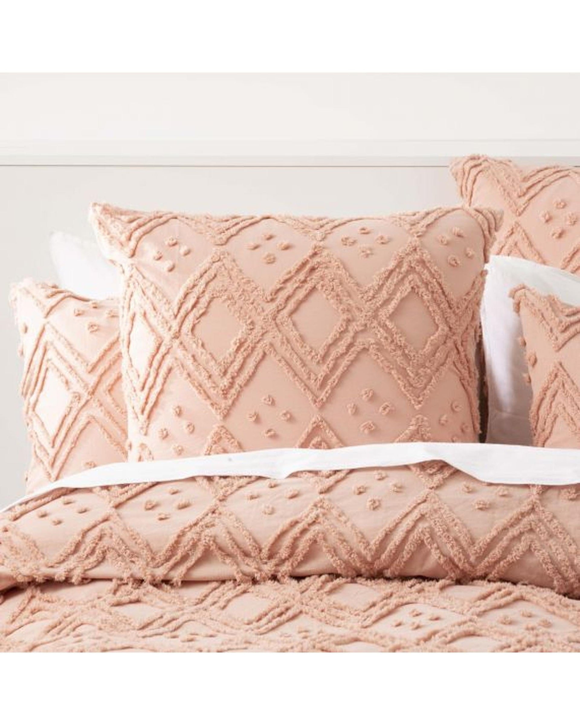Park Avenue Quilt Cover Medallion Cotton Vintage Washed Tufted Quilt Cover Set - Blush
