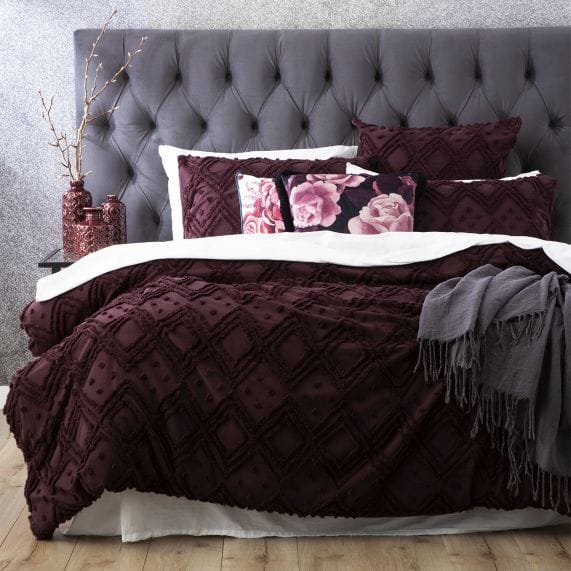 Park Avenue Quilt Cover Medallion Cotton Vintage Washed Tufted Quilt Cover Set - Plum