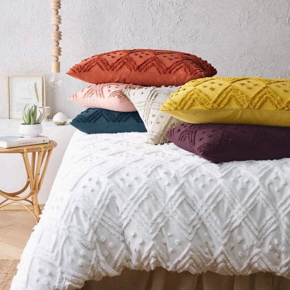 Park Avenue Quilt Cover Medallion Cotton Vintage Washed Tufted Quilt Cover Set - White