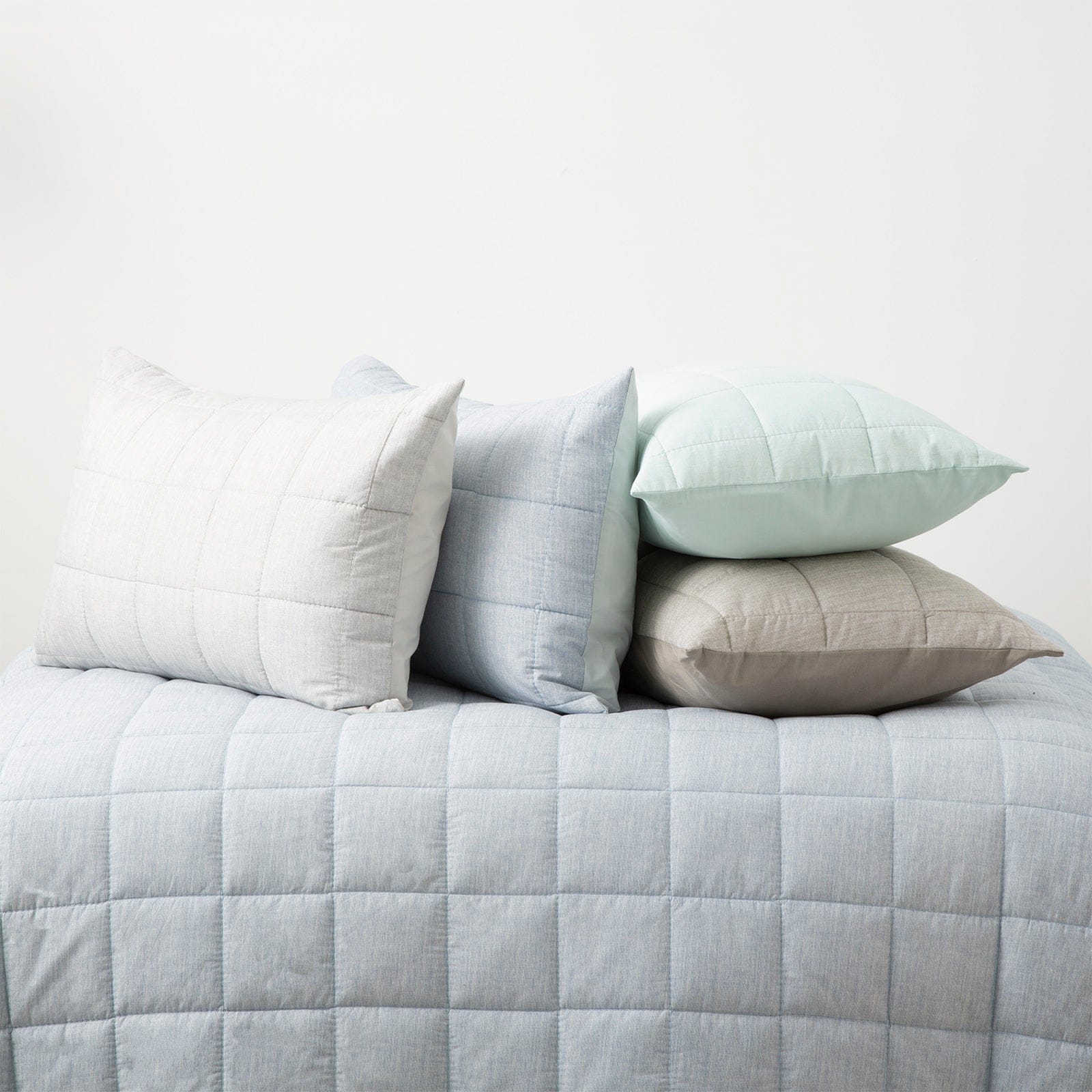 Park Avenue Quilt Cover Paradis Washed Chambray Quilted Bed Cover Set - 5 Colours