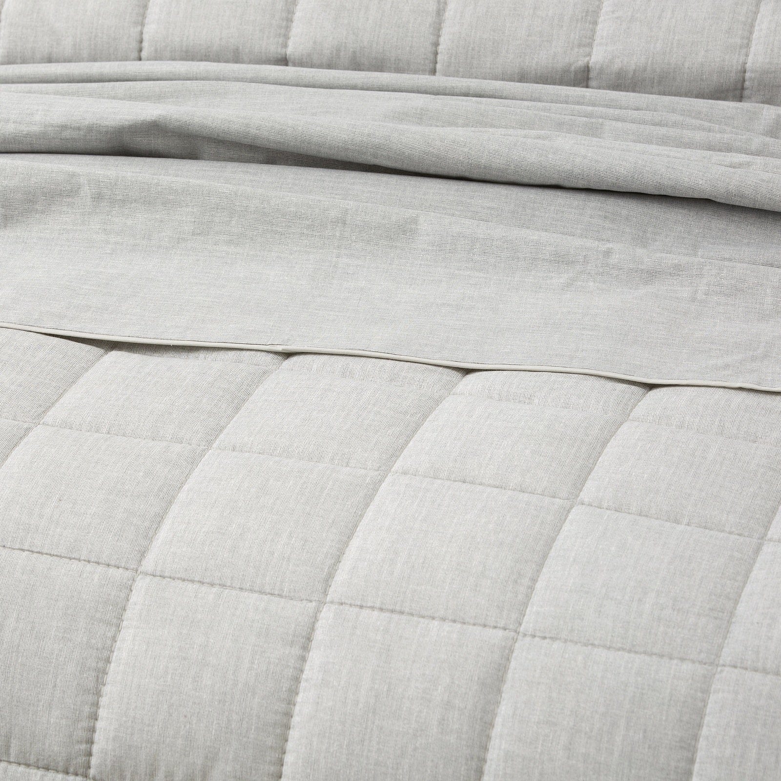 Park Avenue Quilt Cover Paradis washed Chambray Quilted Quilt Cover Set - Charcoal