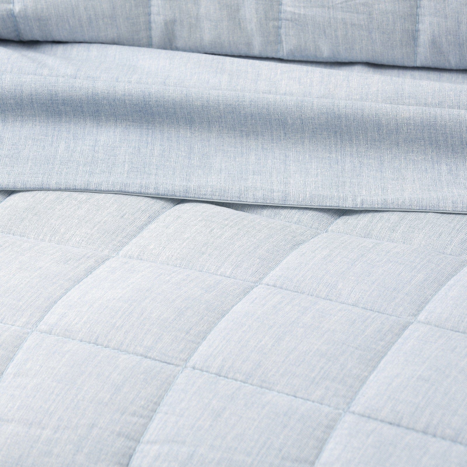 Park Avenue Quilt Cover Paradis washed Chambray Quilted Quilt Cover Set - Sky