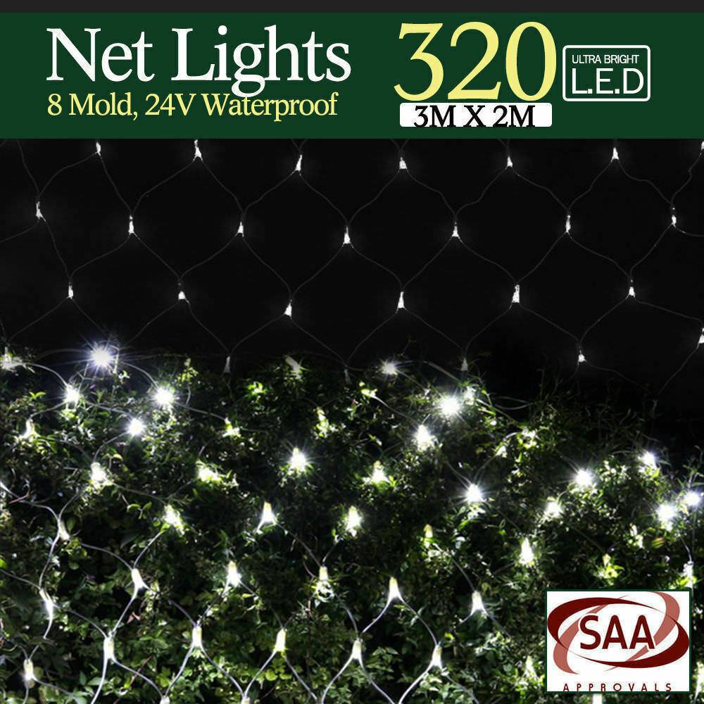 320LED Fairy Lights Net Mesh Curtain Cool White Big Bedding Australia