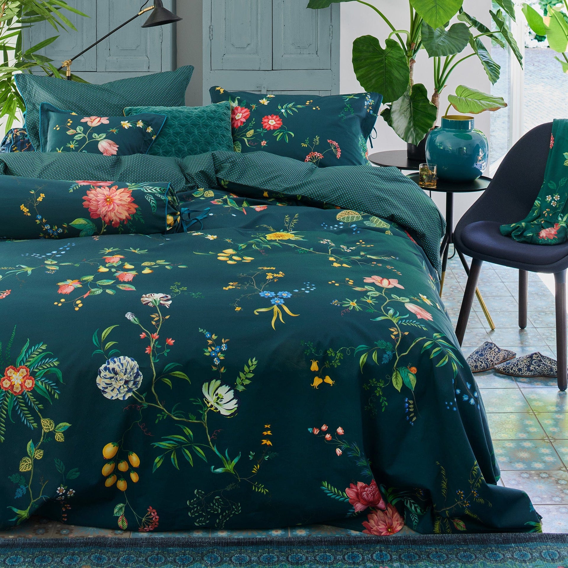 Pip Studio Quilt Cover Pip Studio Dark Blue Fleur Grandeur Cotton Quilt Cover Set