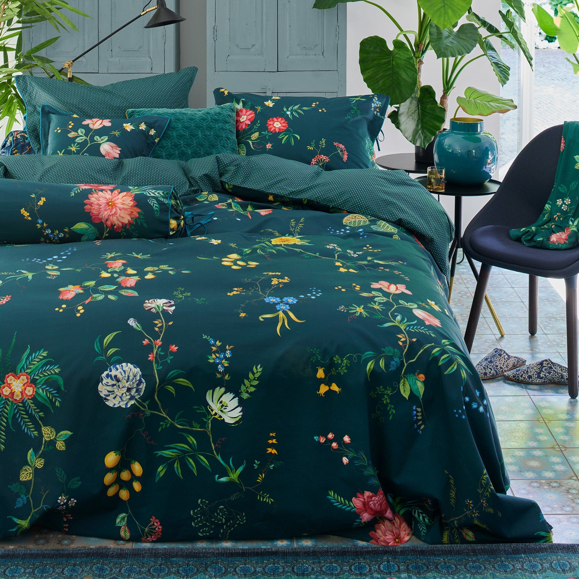 Pip Studio Quilt Cover Pip Studio Dark Blue Fleur Grandeur Cotton Quilt Cover Set