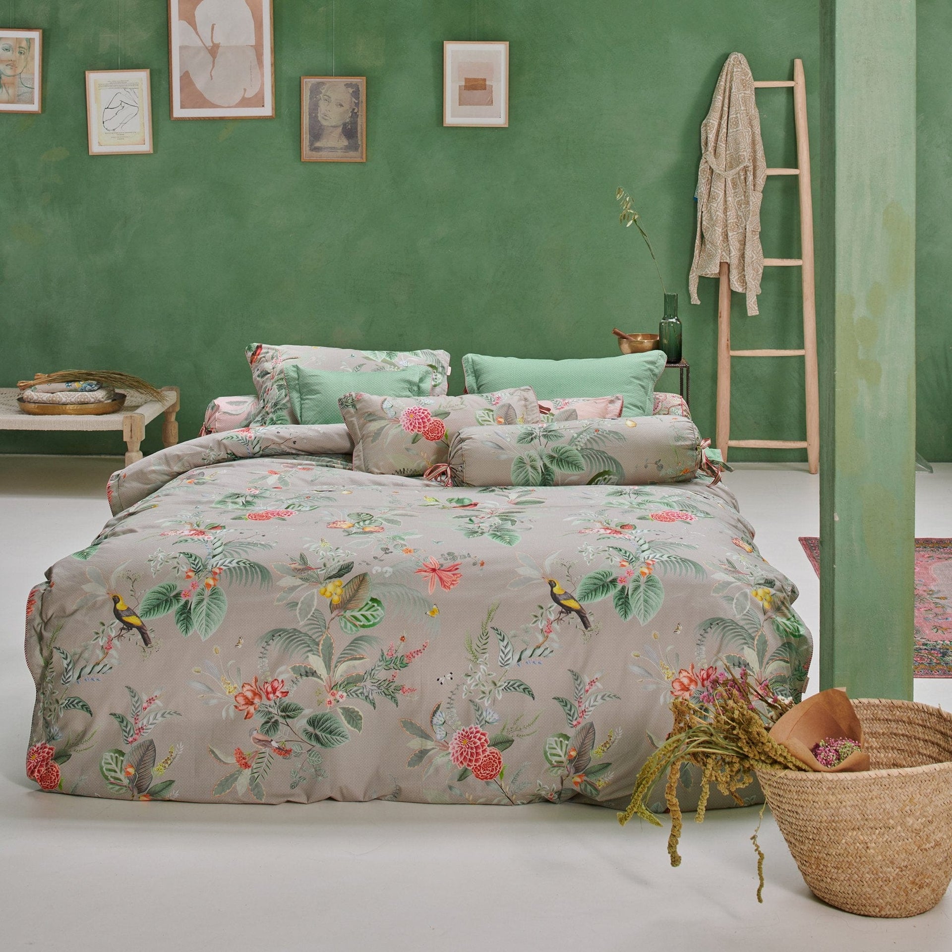 Pip Studio Quilt Cover Pip Studio Floris Khaki Quilt Cover Set