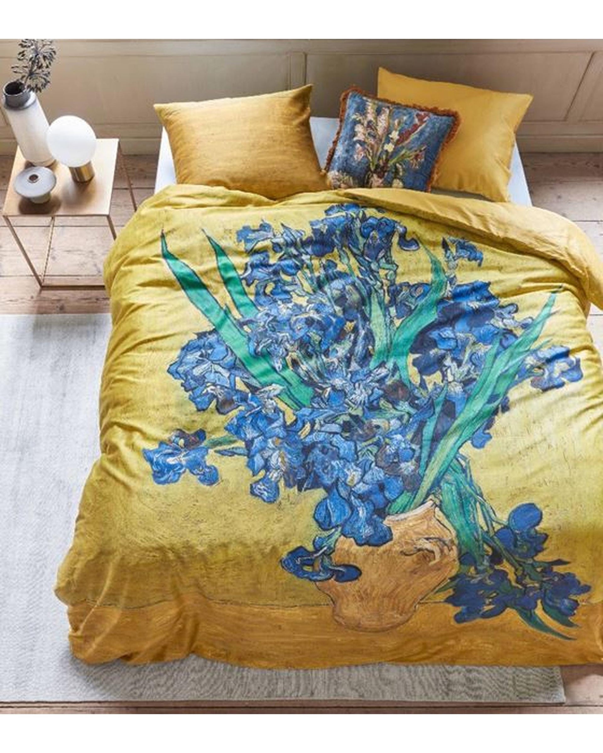 Pip Studio Quilt Cover Pip Studio Irises Yellow Cotton Sateen Quilt Cover Set
