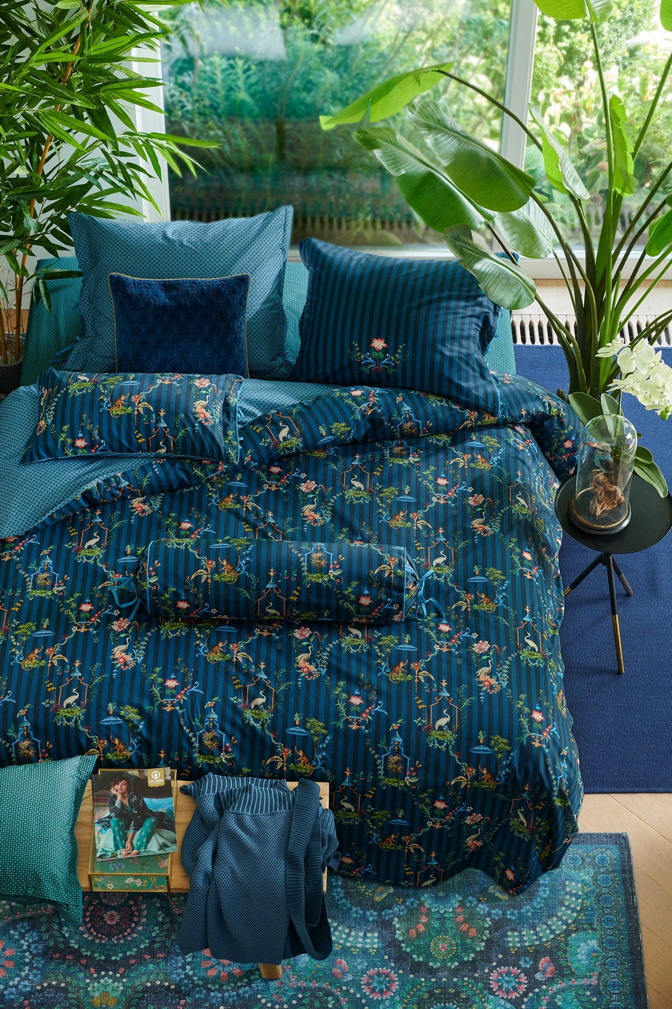 Pip Studio Quilt Cover Pip Studio Singerie Dark Blue Cotton Quilt Cover Set