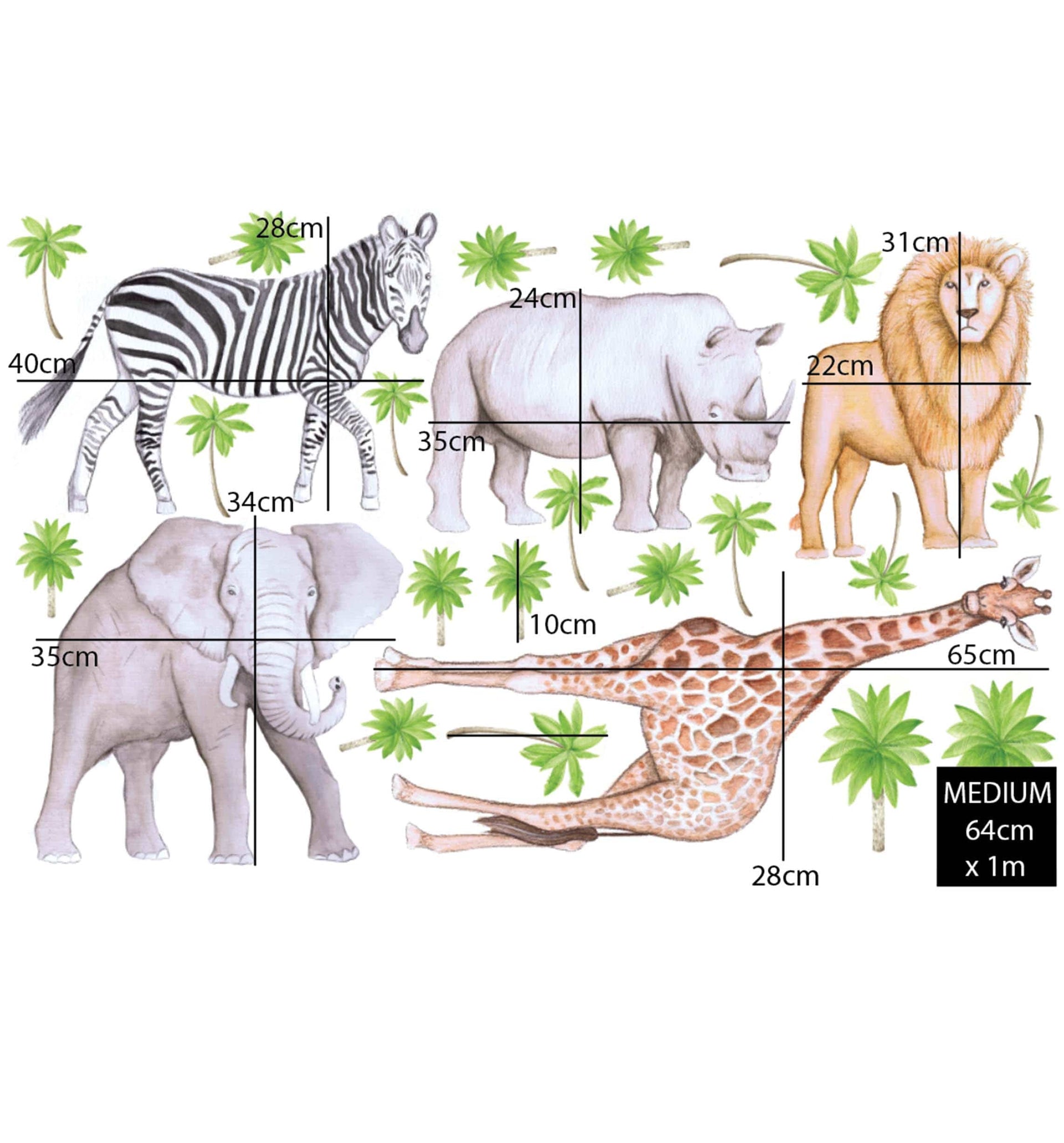 Polka Art Wall Decal African Animals Australian Design Hand Painted Peel & Stick, Removable Wall Decal. Nursery, Kids Playroom, Kids Teens Bedroom