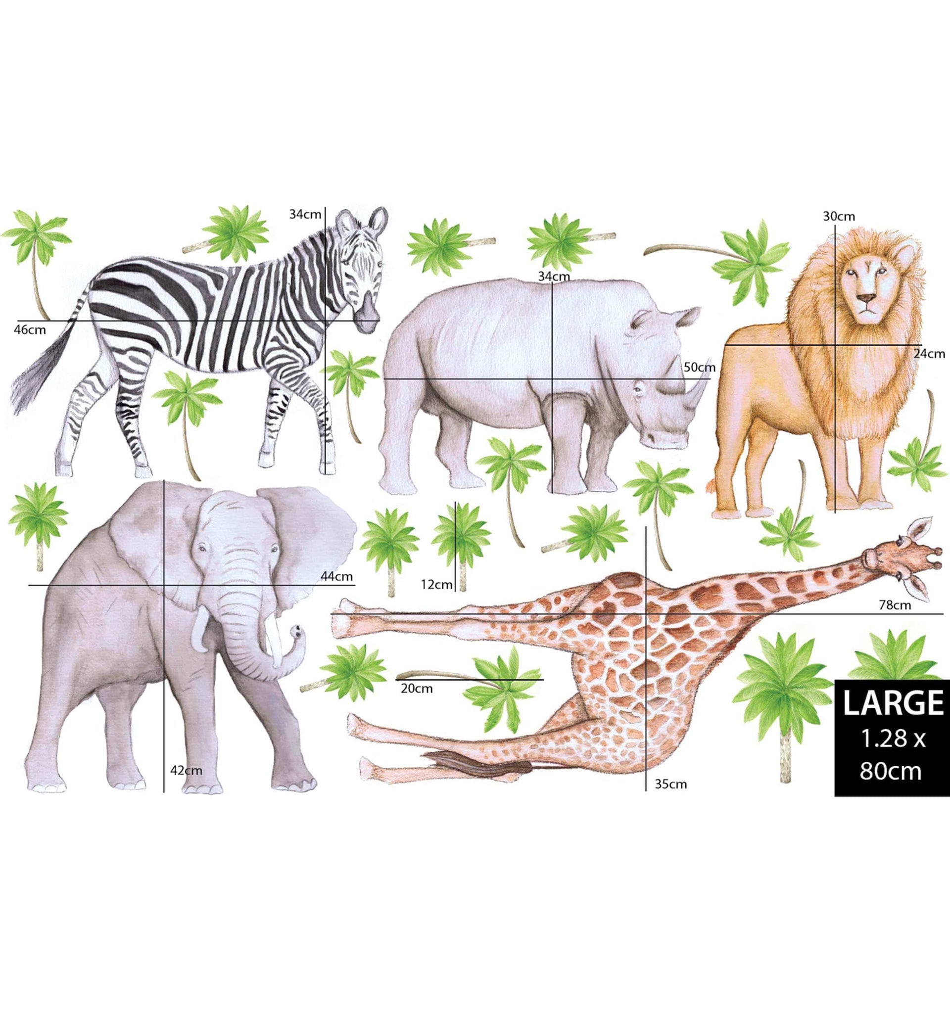 Polka Art Wall Decal African Animals Australian Design Hand Painted Peel & Stick, Removable Wall Decal. Nursery, Kids Playroom, Kids Teens Bedroom