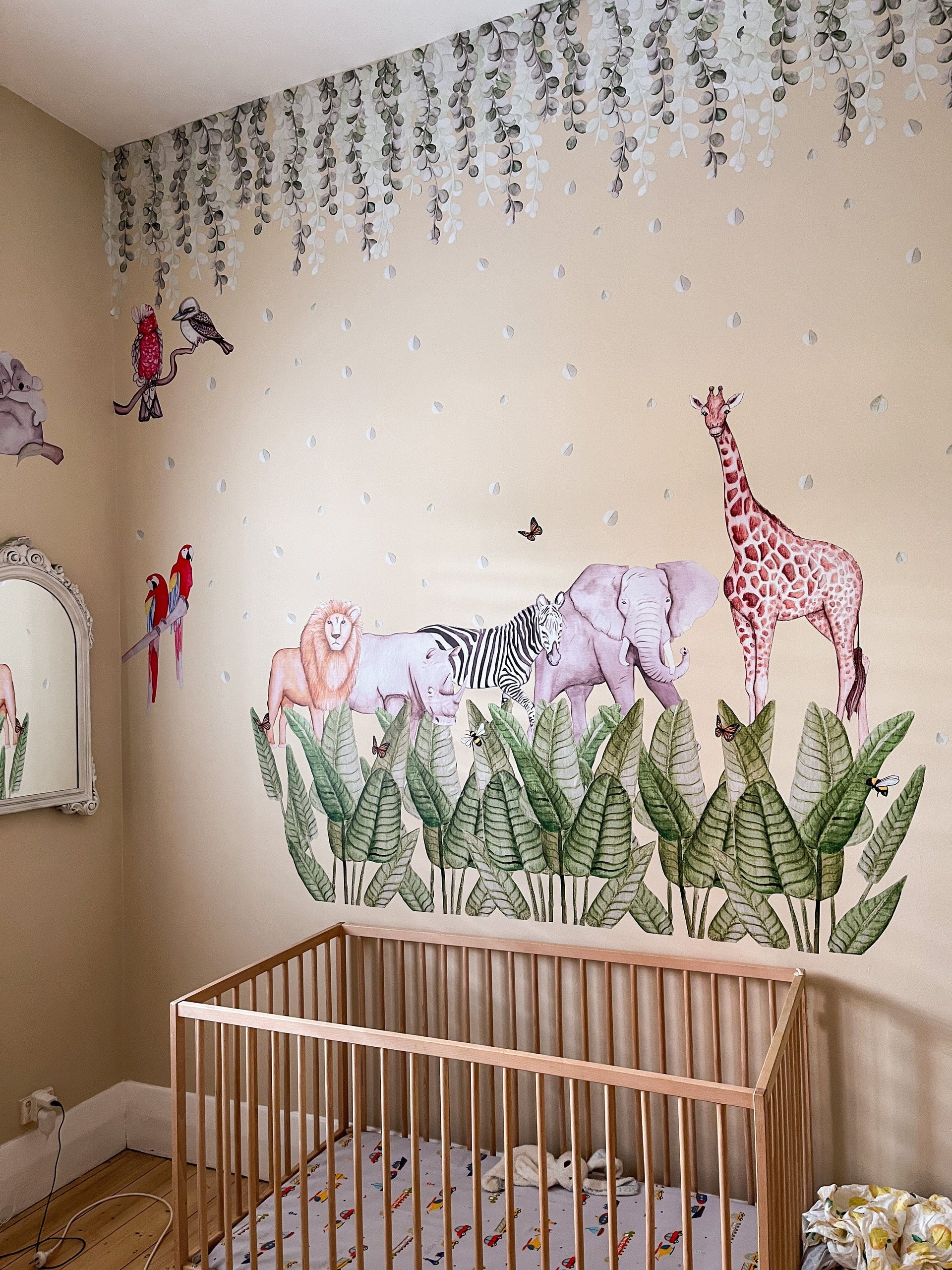 Polka Art Wall Decal African Animals Australian Design Hand Painted Peel & Stick, Removable Wall Decal. Nursery, Kids Playroom, Kids Teens Bedroom