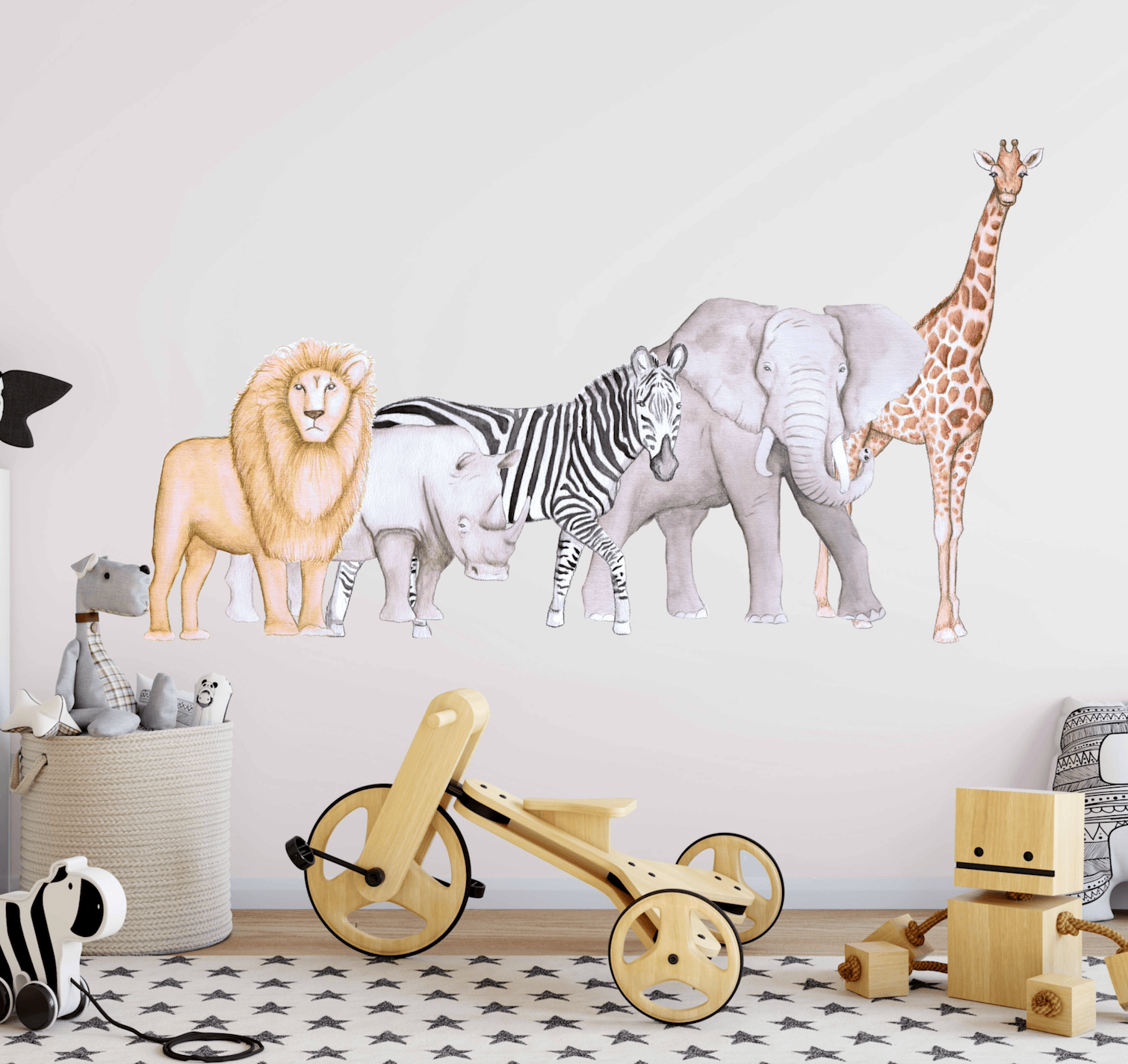 Polka Art Wall Decal African Animals Australian Design Hand Painted Peel & Stick, Removable Wall Decal. Nursery, Kids Playroom, Kids Teens Bedroom