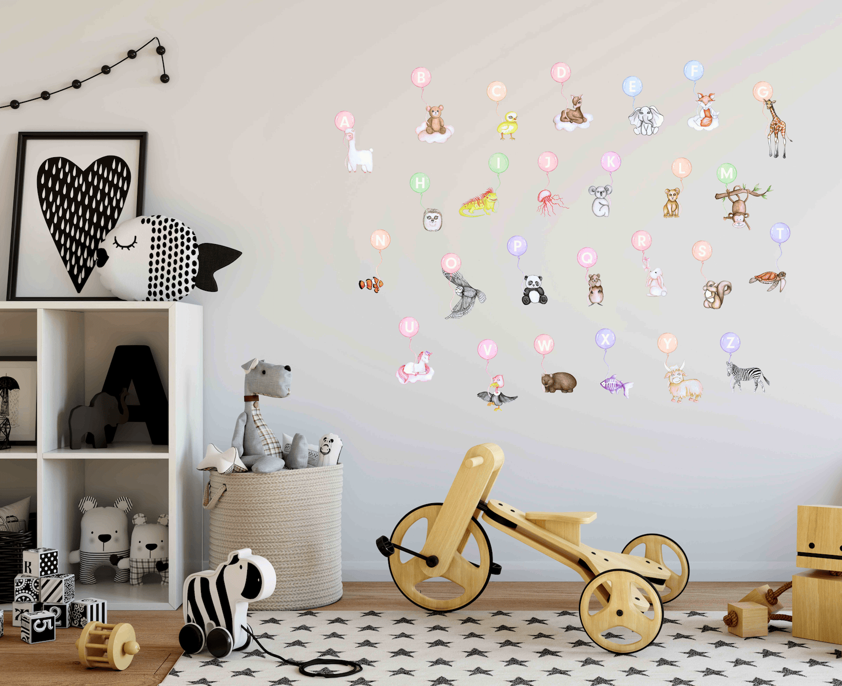 Polka Art Wall Decal Animal Alphabet Australian Design Hand Painted Peel & Stick, Removable Wall Decal. Nursery, Kids Playroom, Kids Teens Bedroom