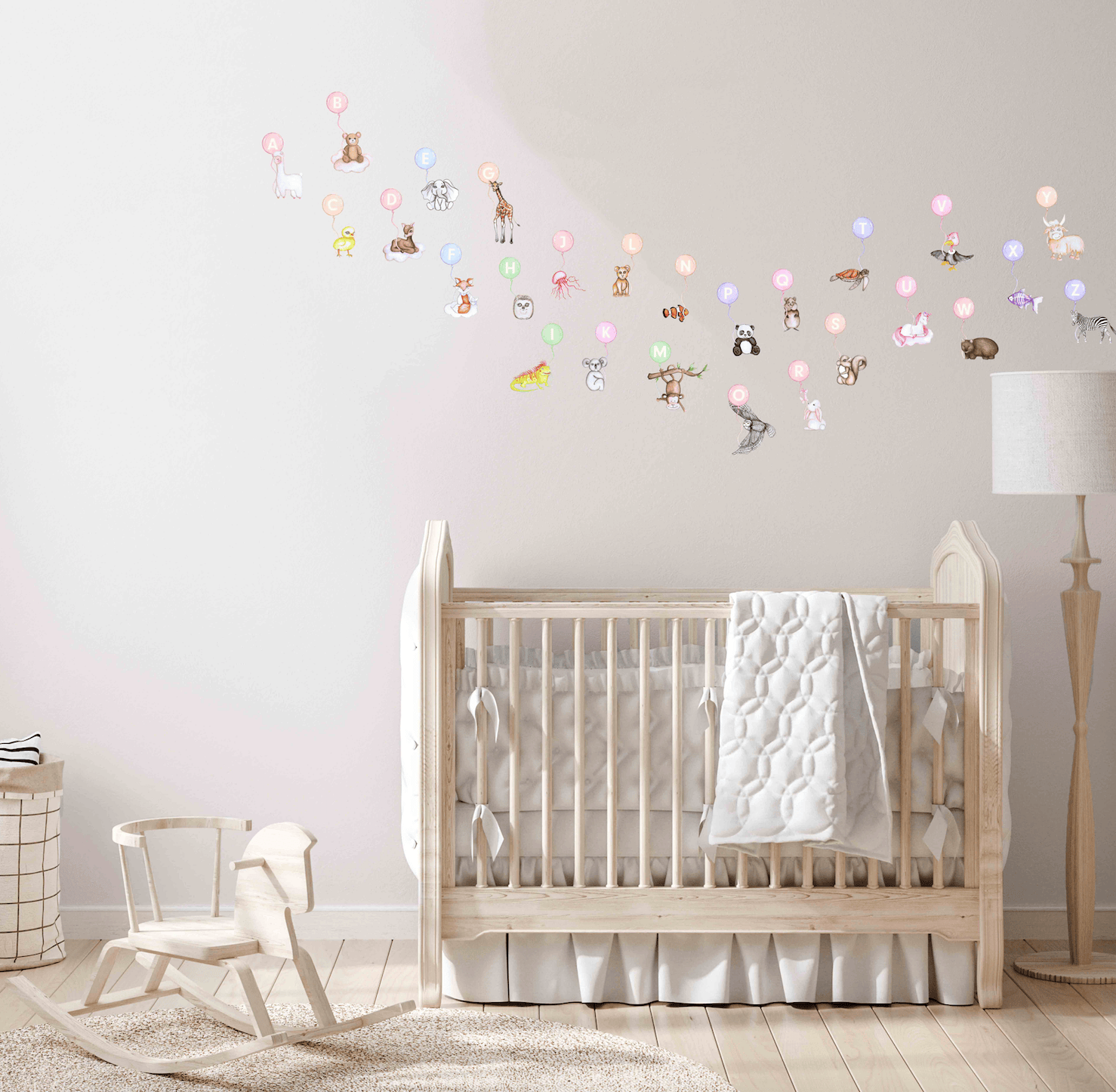 Polka Art Wall Decal Animal Alphabet Australian Design Hand Painted Peel & Stick, Removable Wall Decal. Nursery, Kids Playroom, Kids Teens Bedroom