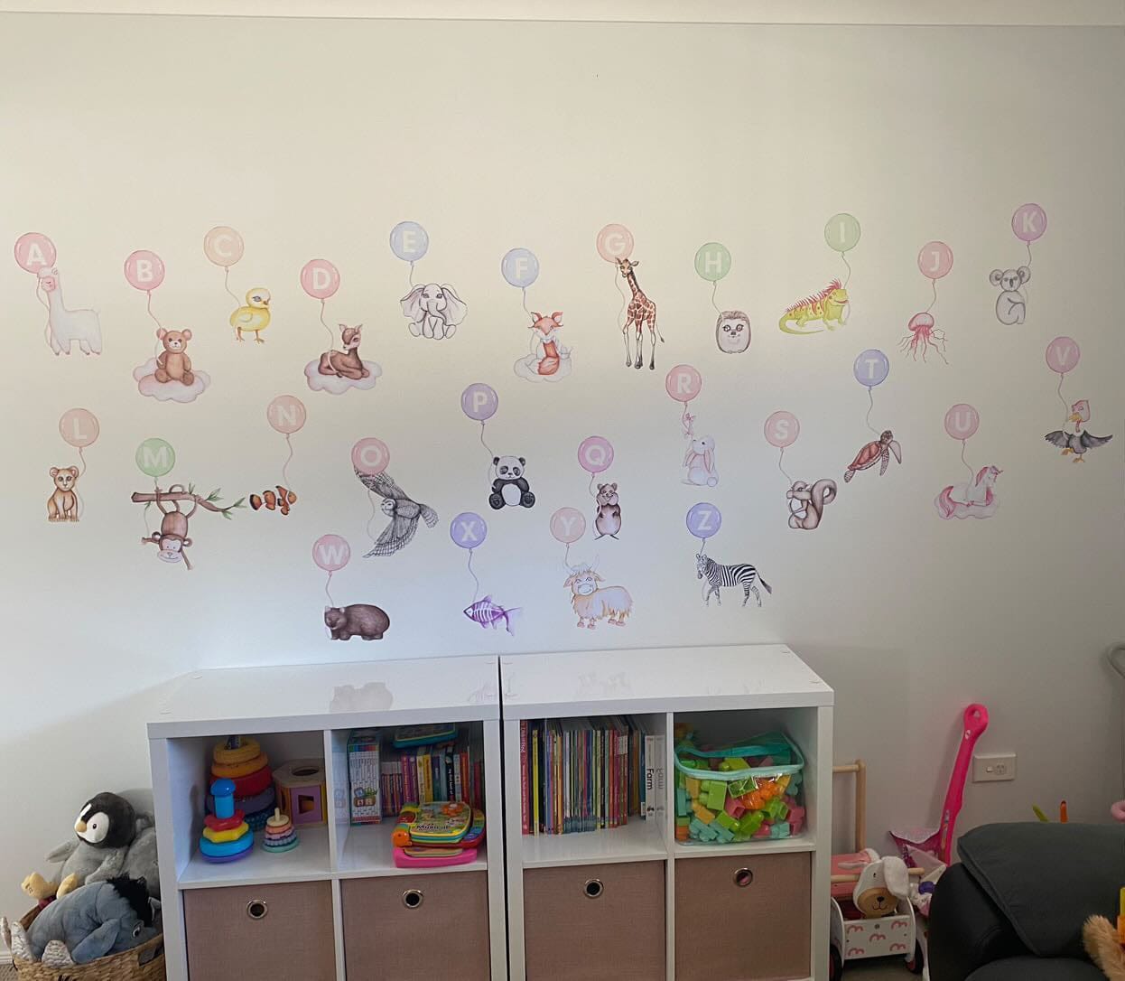 Polka Art Wall Decal Animal Alphabet Australian Design Hand Painted Peel & Stick, Removable Wall Decal. Nursery, Kids Playroom, Kids Teens Bedroom