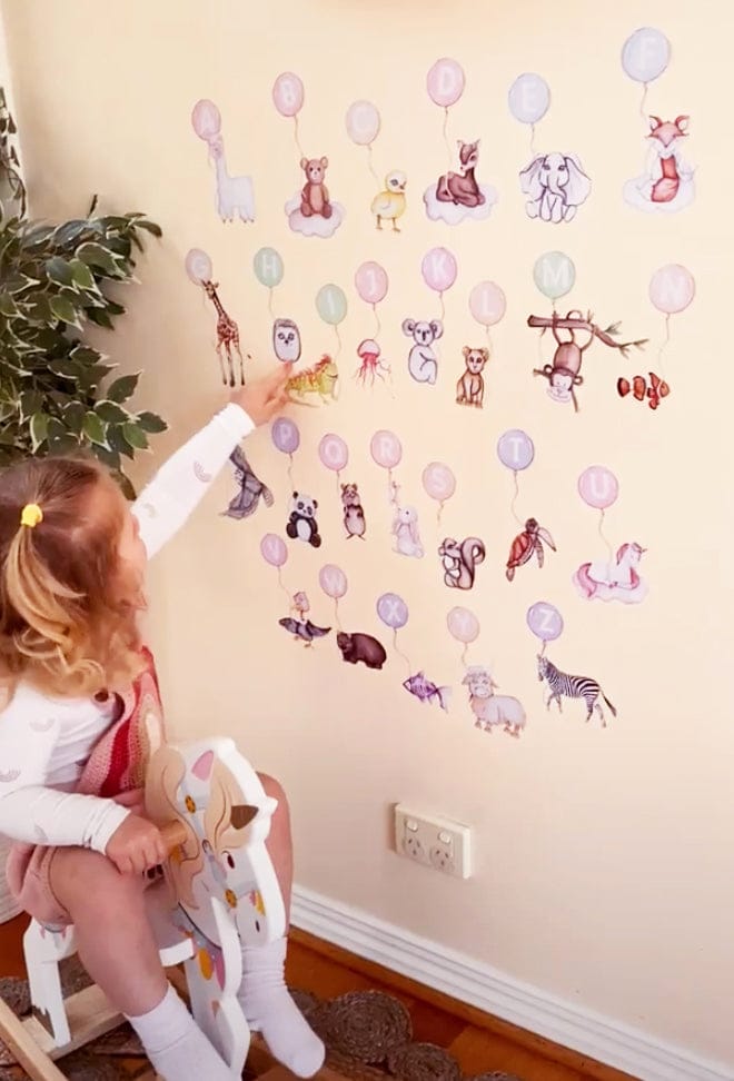 Polka Art Wall Decal Animal Alphabet Australian Design Hand Painted Peel & Stick, Removable Wall Decal. Nursery, Kids Playroom, Kids Teens Bedroom