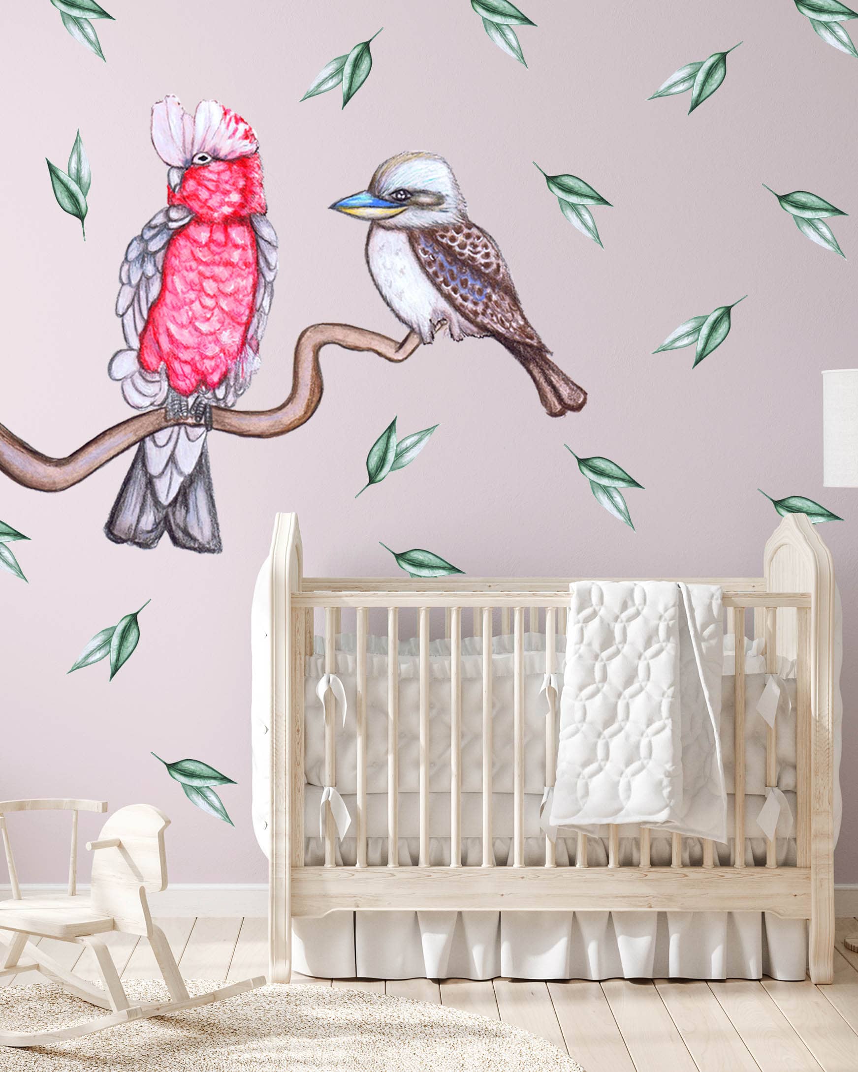 Polka Art Wall Decal Australian Birds Australian Design Hand Painted Peel & Stick, Removable Wall Decal. Nursery, Kids Playroom, Kids Teens Bedroom