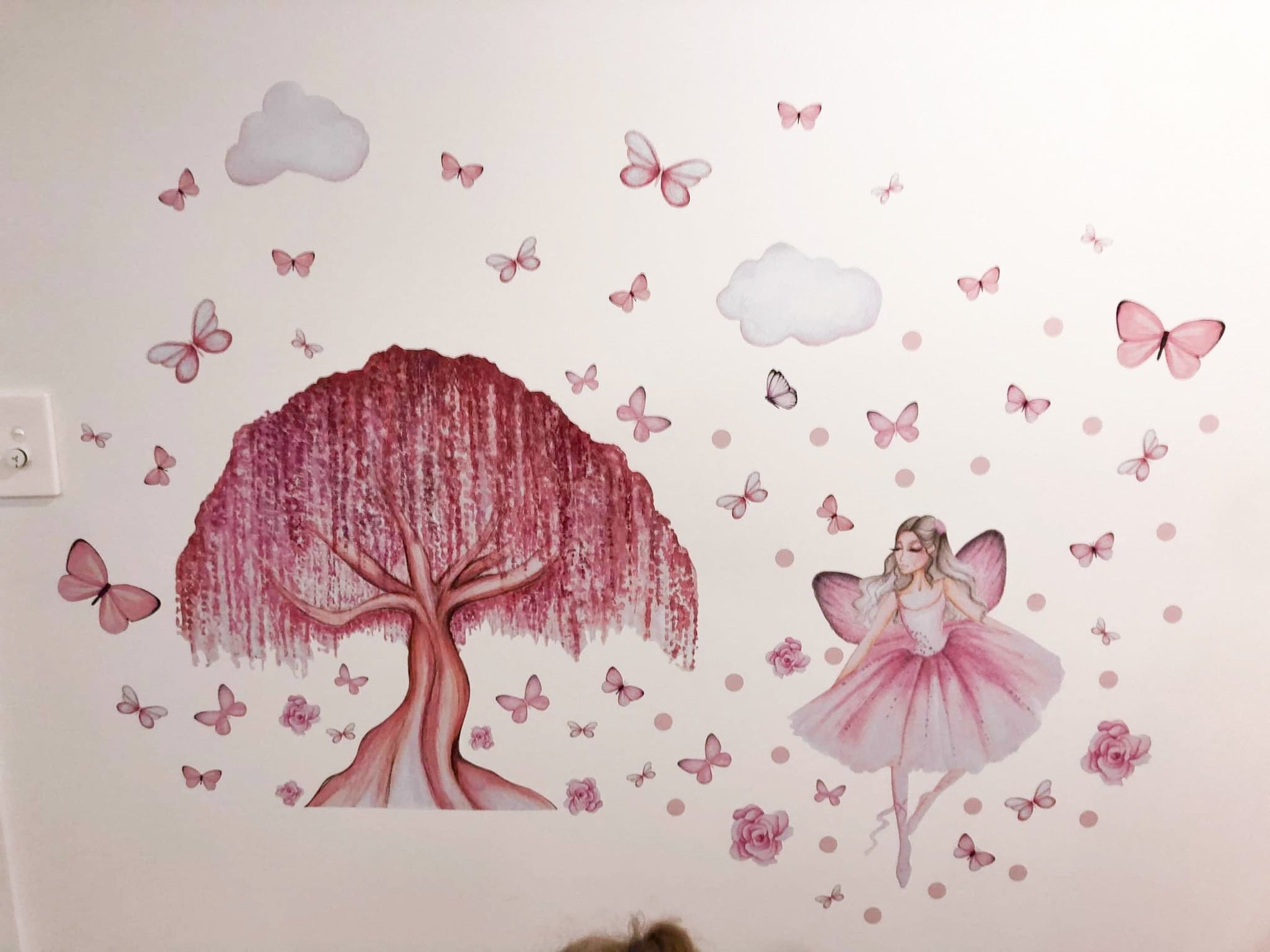 Polka Art Wall Decal Ballerina Fairy Australian Design Hand Painted Peel & Stick, Removable Wall Decal. Nursery, Kids Playroom, Kids Teens Bedroom