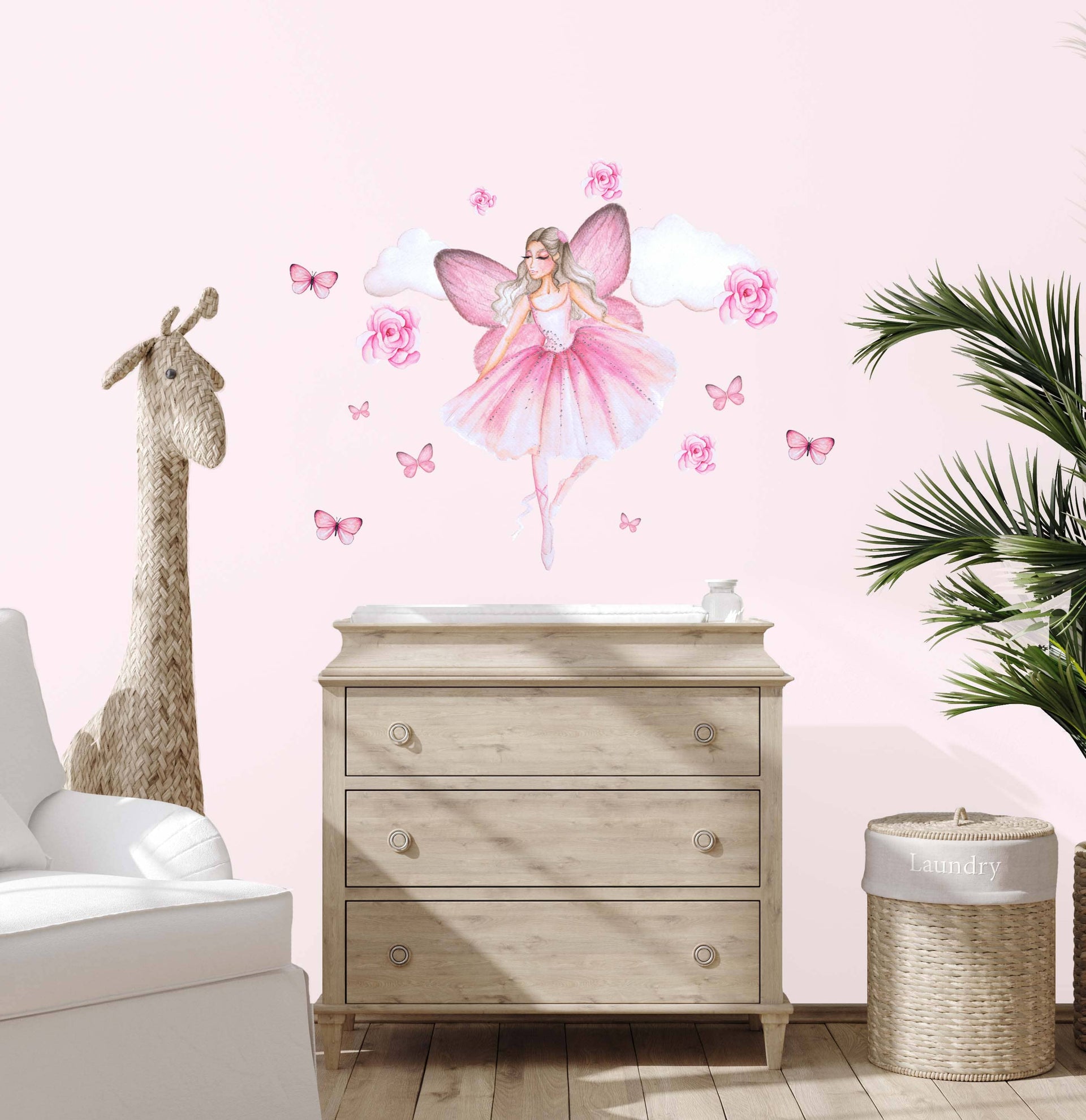 Polka Art Wall Decal Ballerina Fairy Australian Design Hand Painted Peel & Stick, Removable Wall Decal. Nursery, Kids Playroom, Kids Teens Bedroom