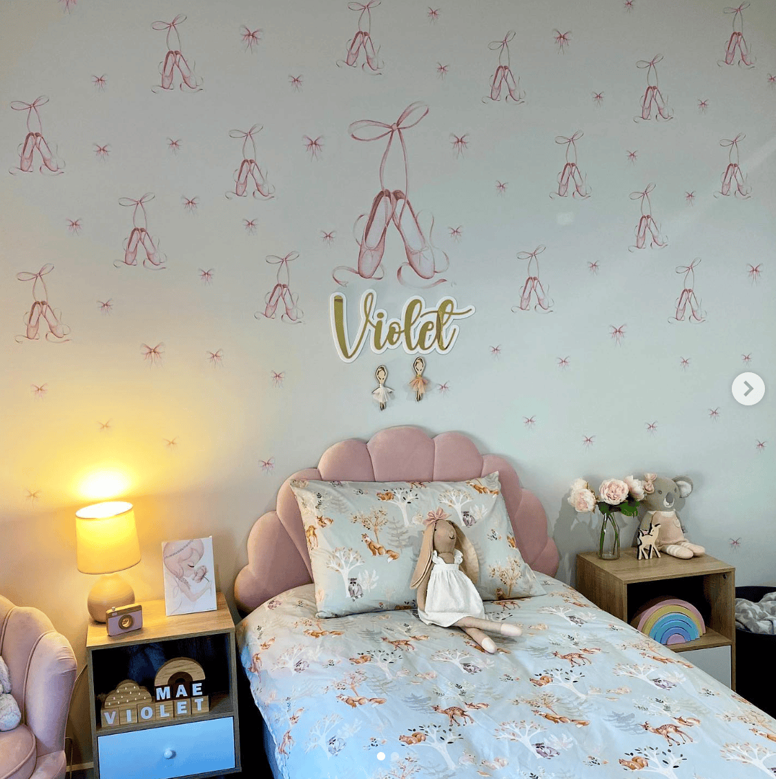Polka Art Wall Decal Ballet Slippers & Bows Australian Design Hand Painted Peel & Stick, Removable Wall Decal. Nursery, Kids Playroom, Kids Teens Bedroom