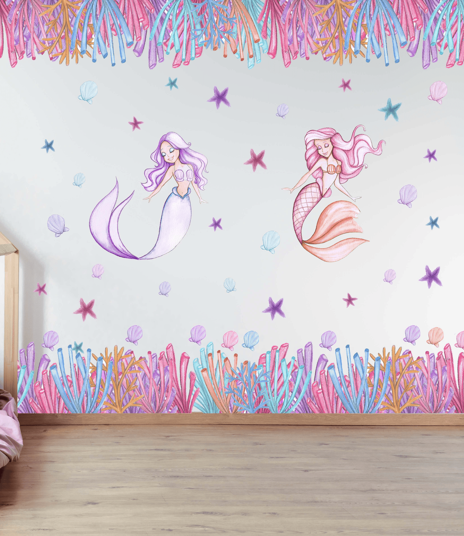 Polka Art Wall Decal Ceiling Runner (2) 1.25m x 35cm Strips Coral Runner Australian Design Hand Painted Peel & Stick, Removable Wall Decal. Nursery, Kids Playroom, Kids Teens Bedroom