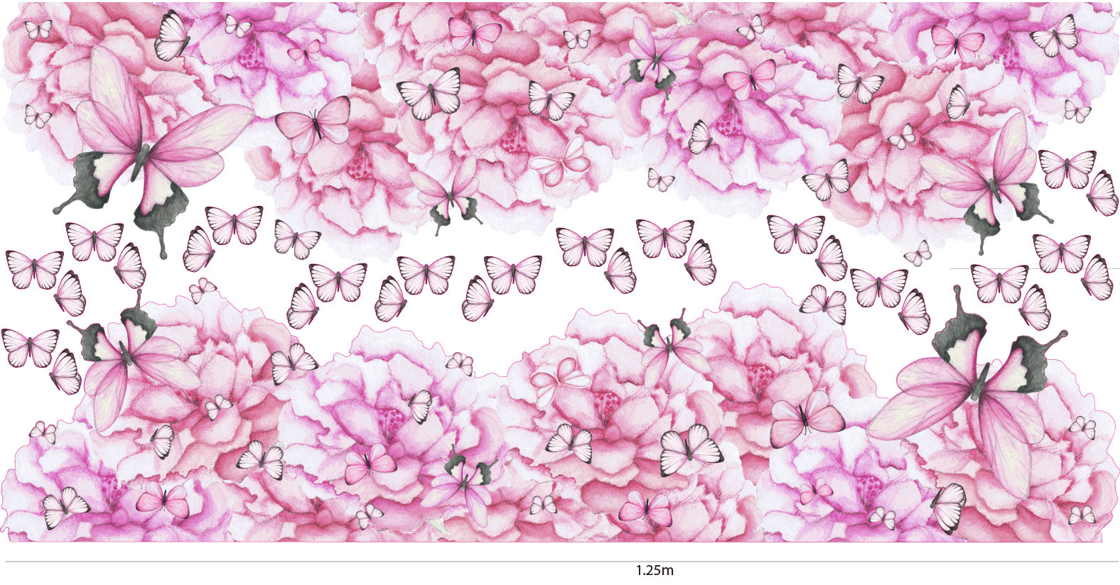 Polka Art Wall Decal Ceiling Runner (2) 1.25m x 35cm Strips Flower Clouds Runner Australian Design Hand Painted Peel & Stick, Removable Wall Decal. Nursery, Kids Playroom, Kids Teens Bedroom