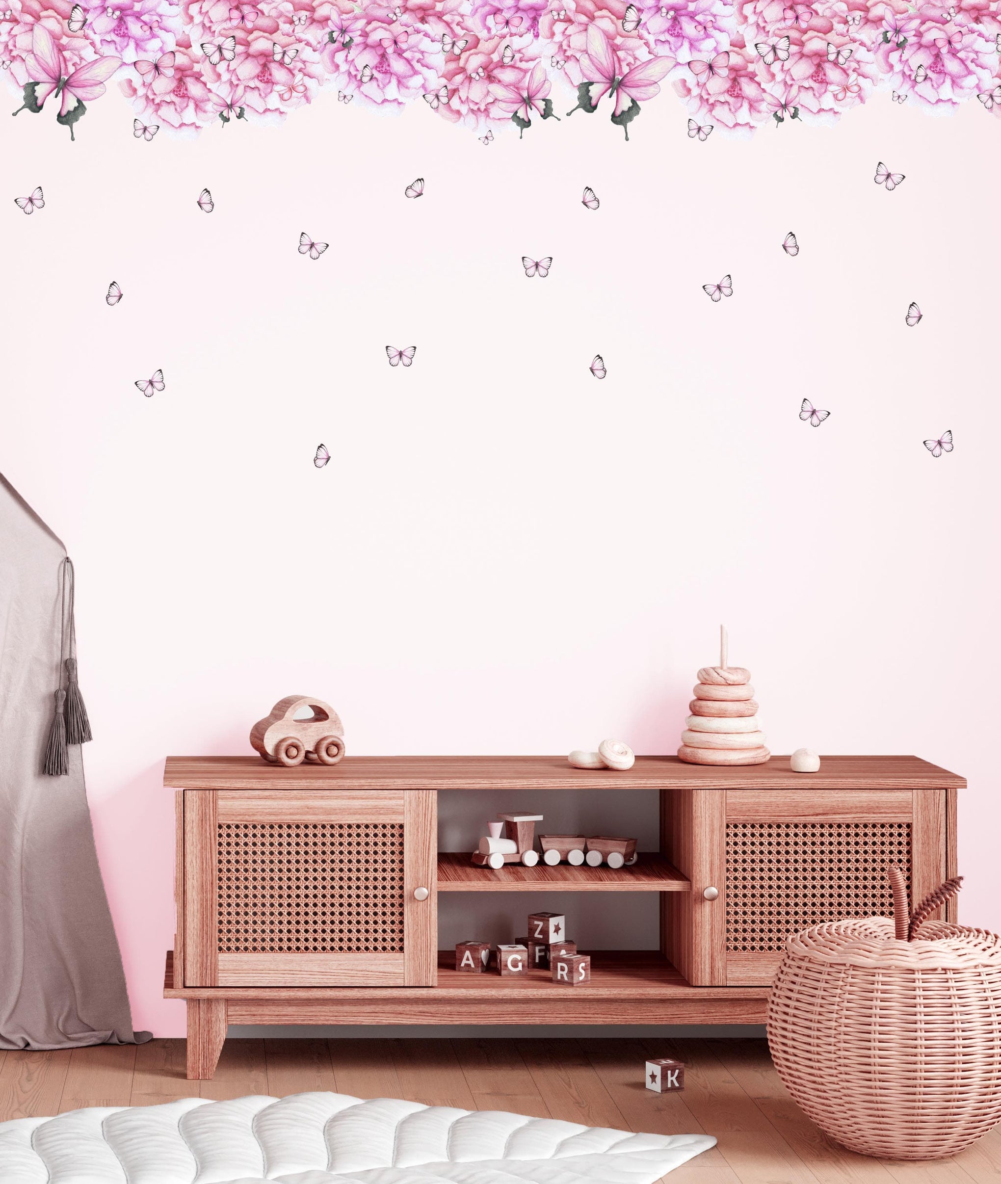 Polka Art Wall Decal Ceiling Runner (2) 1.25m x 35cm Strips Flower Clouds Runner Australian Design Hand Painted Peel & Stick, Removable Wall Decal. Nursery, Kids Playroom, Kids Teens Bedroom