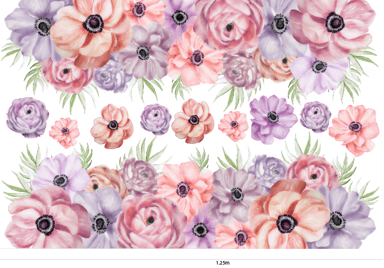 Polka Art Wall Decal Ceiling Runner (2) 1.25m x 35cm Strips Pastel Flower Runner Australian Design Hand Painted Peel & Stick, Removable Wall Decal. Nursery, Kids Playroom, Kids Teens Bedroom