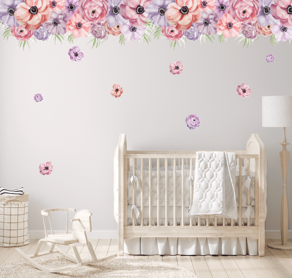 Polka Art Wall Decal Ceiling Runner (2) 1.25m x 35cm Strips Pastel Flower Runner Australian Design Hand Painted Peel & Stick, Removable Wall Decal. Nursery, Kids Playroom, Kids Teens Bedroom