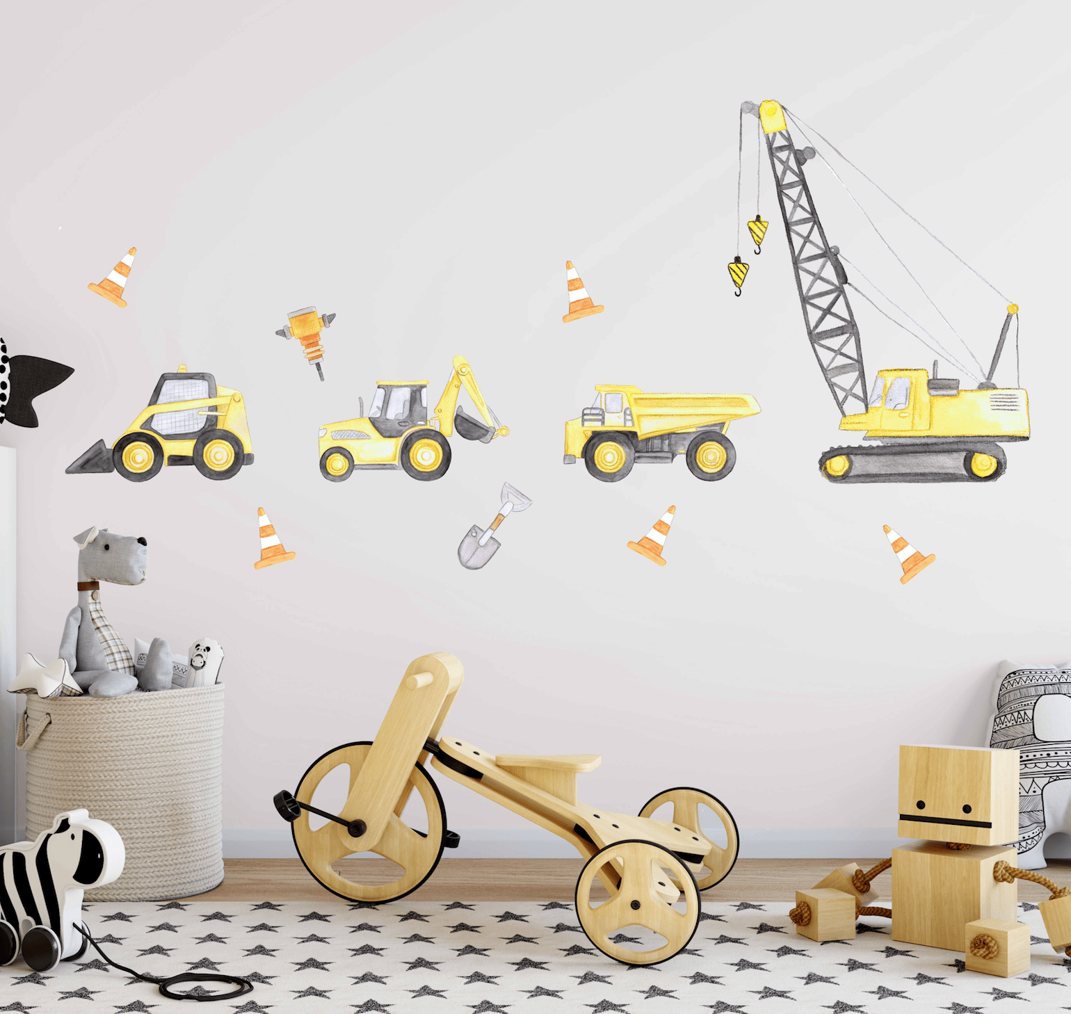 Polka Art Wall Decal Construction Set Australian Design Hand Painted Peel & Stick, Removable Wall Decal. Nursery, Kids Playroom, Kids Teens Bedroom