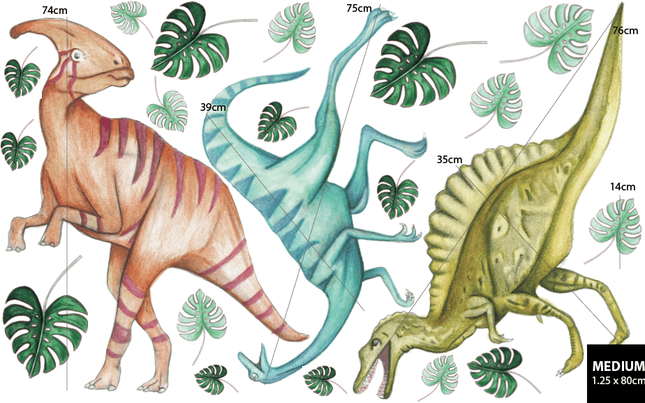 Polka Art Wall Decal Dinosaurs 2.0 Wall Decals Australian Design Hand Painted Peel & Stick, Removable Wall Decal. Nursery, Kids Playroom, Kids Teens Bedroom