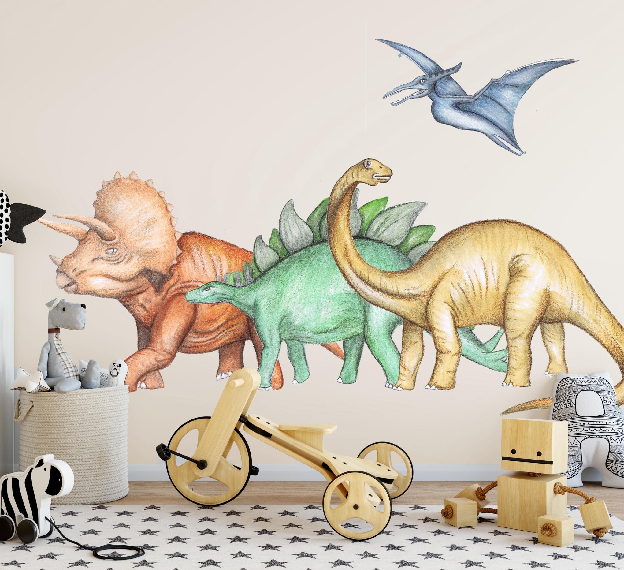 Polka Art Wall Decal Dinosaurs Wall Decals Australian Design Hand Painted Peel & Stick, Removable Wall Decal. Nursery, Kids Playroom, Kids Teens Bedroom