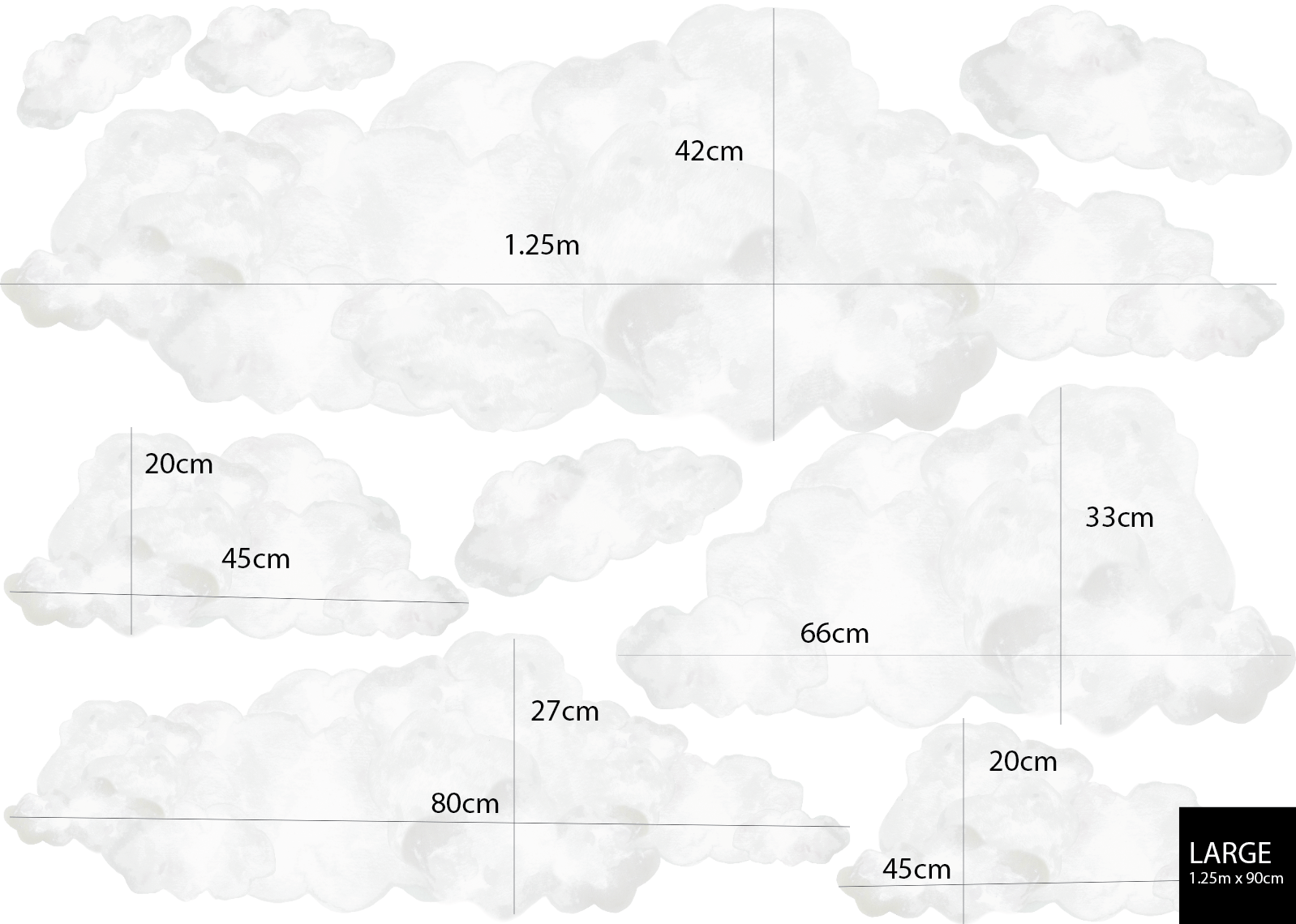 Polka Art Wall Decal Dreamy Clouds Australian Design Hand Painted Peel & Stick, Removable Wall Decal. Nursery, Kids Playroom, Kids Teens Bedroom