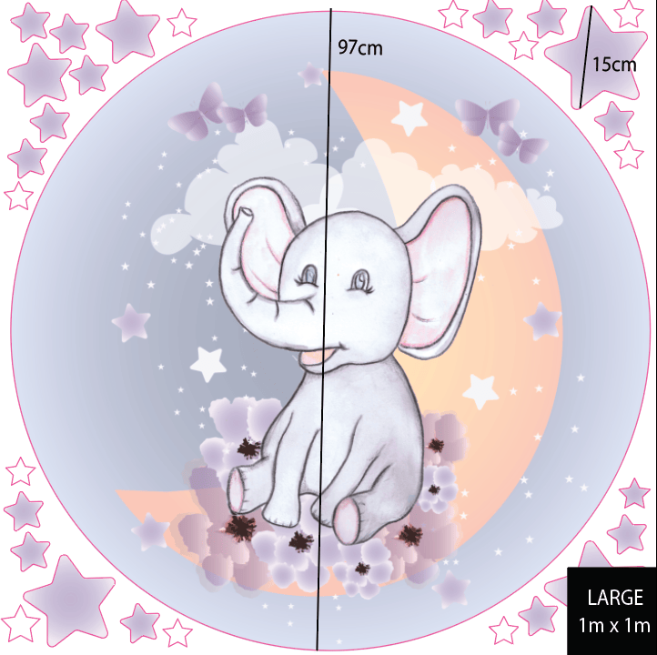 Polka Art Wall Decal Dreamy Elephant Australian Design Hand Painted Peel & Stick, Removable Wall Decal. Nursery, Kids Playroom, Kids Teens Bedroom